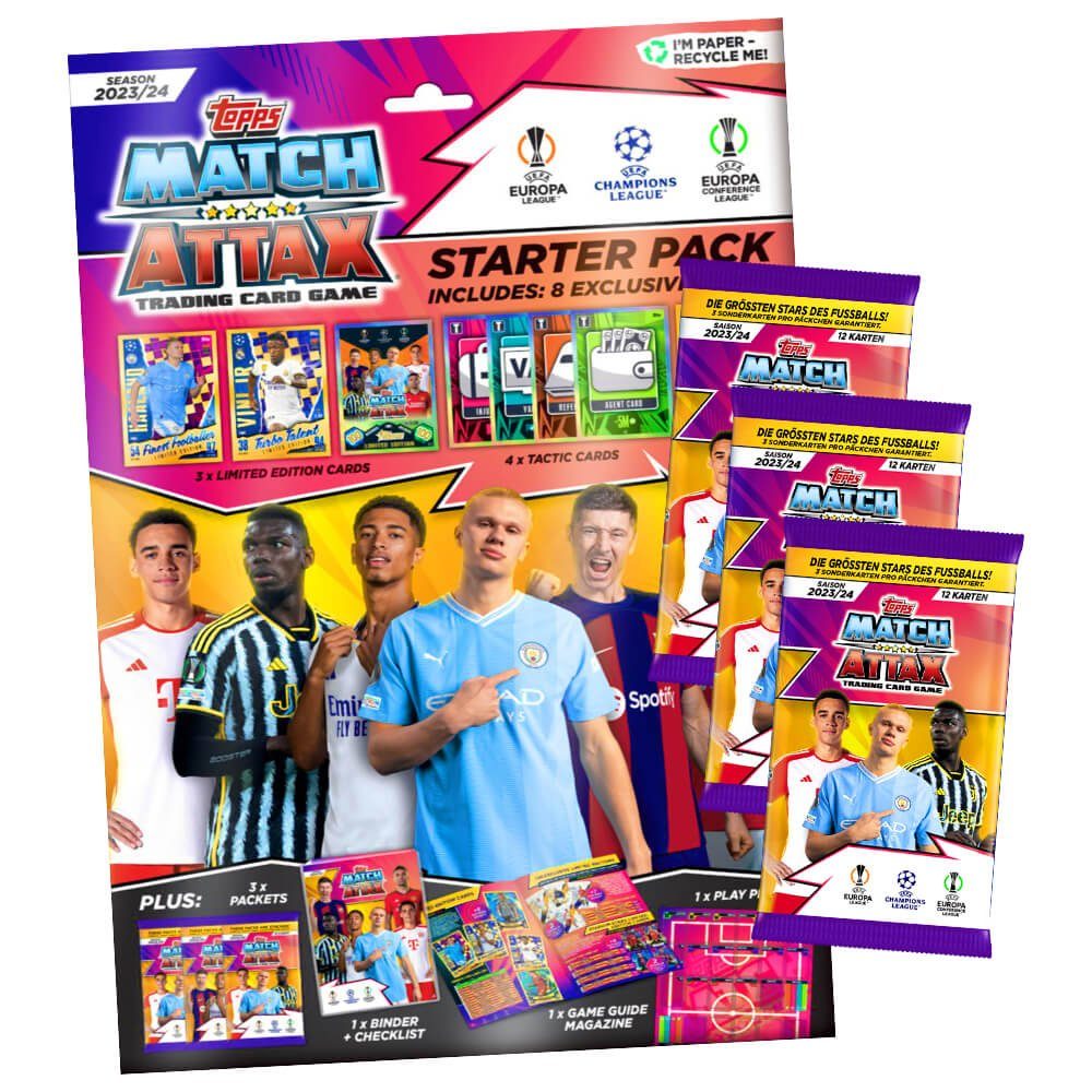 Topps Sammelkarte Topps Match Attax Karten Champions League 20232024 1 Starter + 3, Match