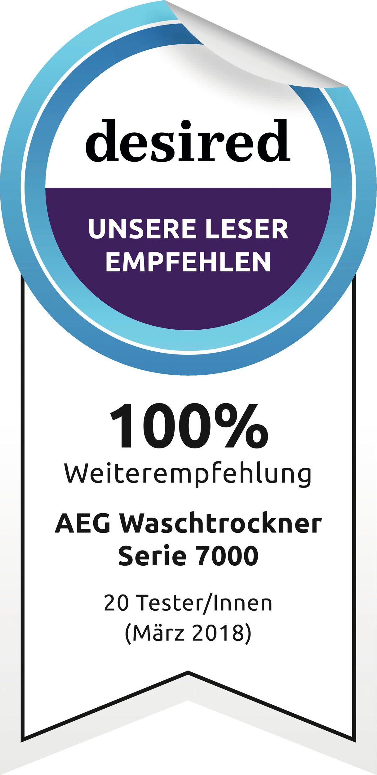 AEG Waschtrockner kg, ProSteam Wasserverbrauch kg, weniger Dampf-Programm 96 5 1600 L7WBA60680, 8 U/min, für - 