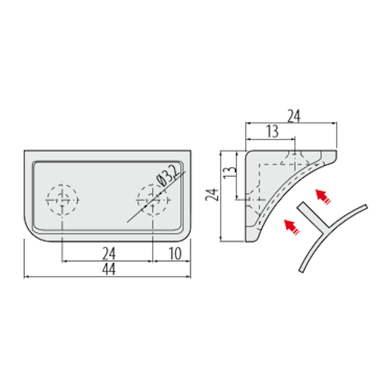 Thumbnail - SO-TECH® Winkelbeschlag Korpusverbinder Doppel-Eckverbinder 24 x 24 x 44 mm mit Abdeckkappe (100 St)