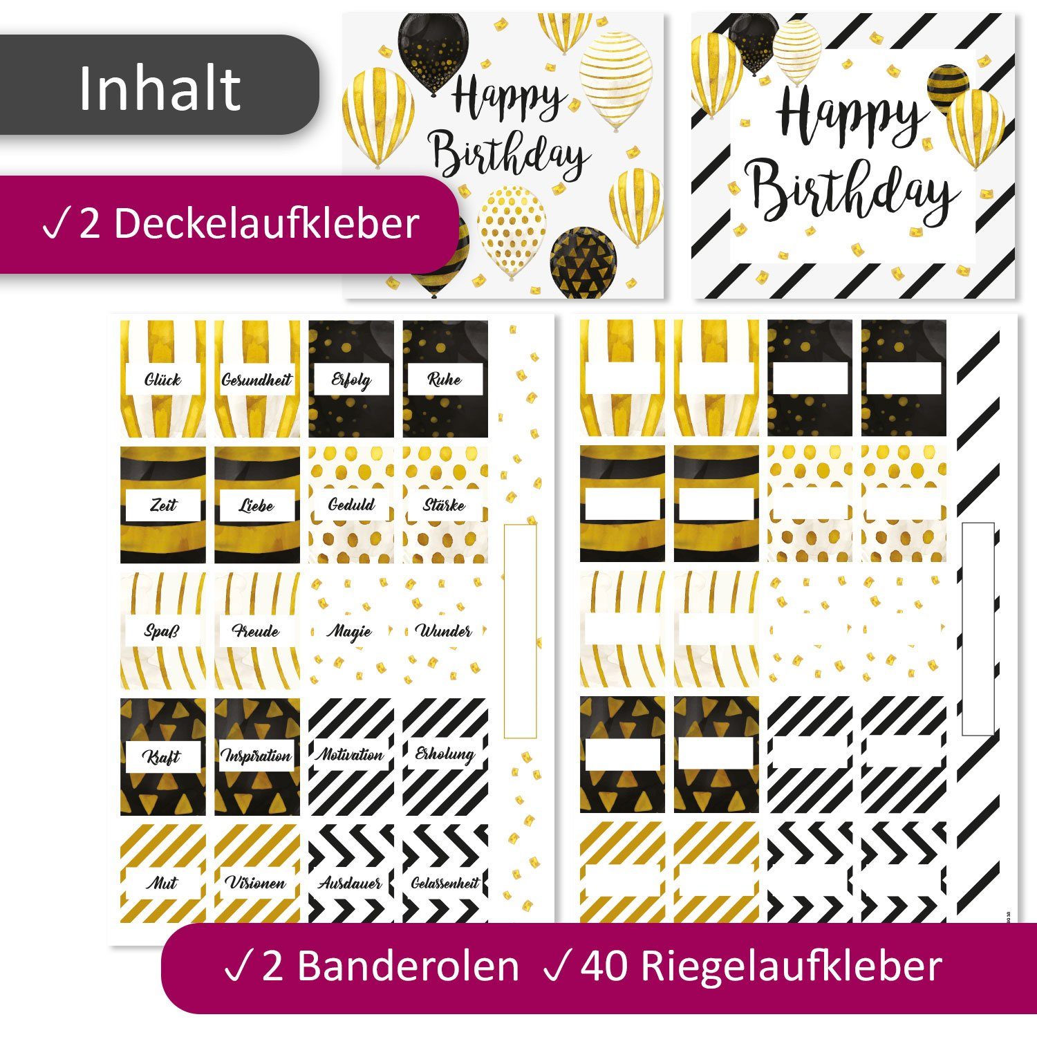 younikat Aufkleber Aufkleber-Set für Merci Schokolade mit vorgedruckten Aufklebern I