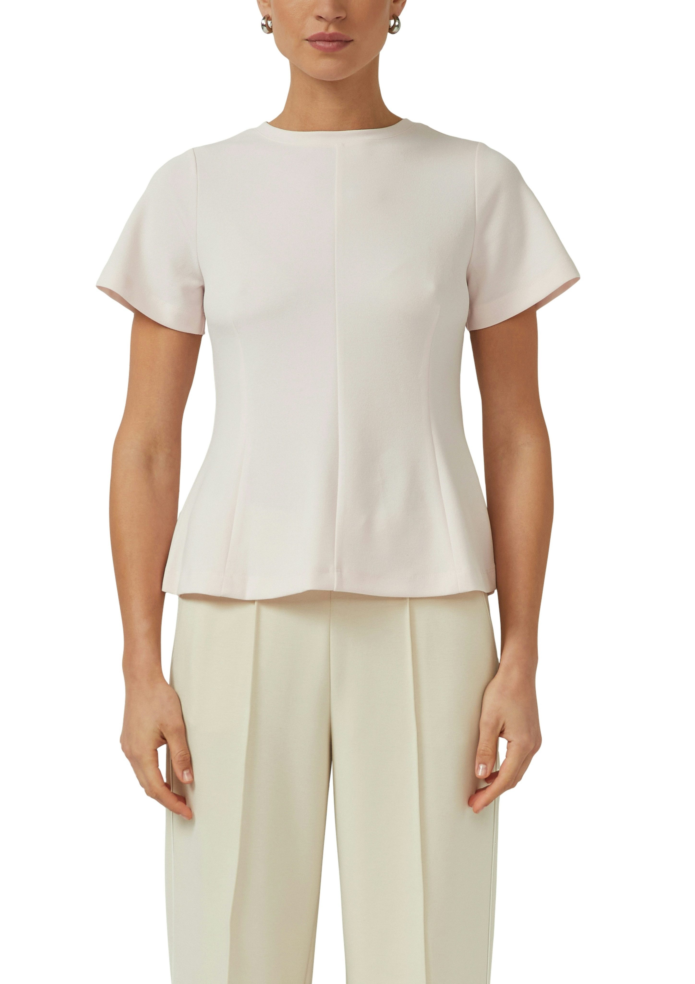 s.Oliver BLACK LABEL Kurzarmshirt mit ausgestelltem Rumpfabschluss