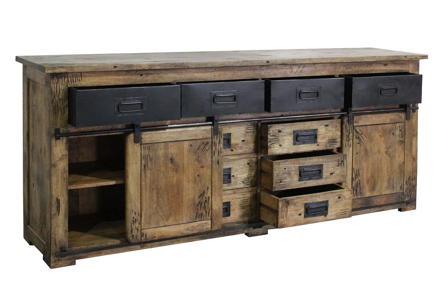 Main Мебель Anrichte Sideboard 200x90cm 'Railroad' Mango & Eisen