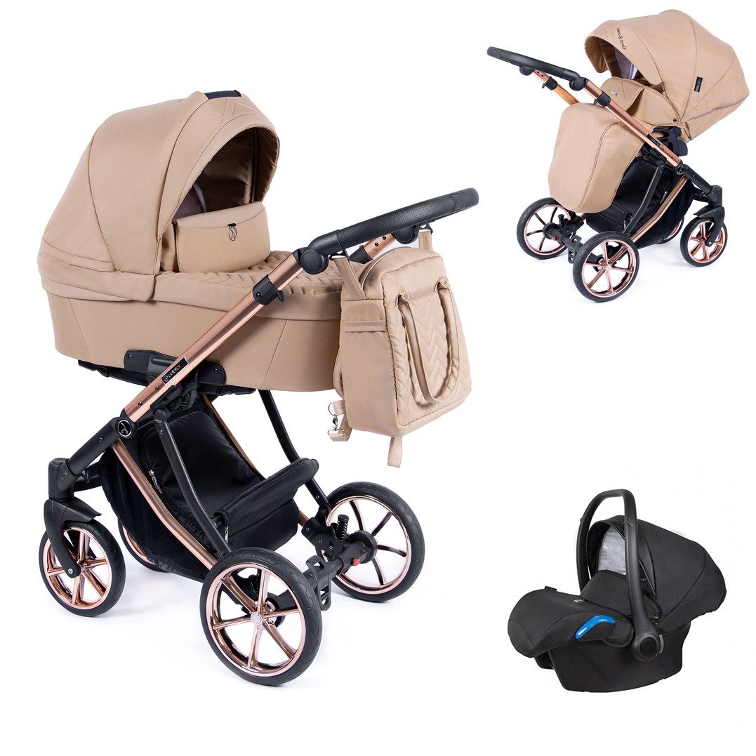 Kombi-Kinderwagen Dante 4 in 1 inkl. Sportsitz, Autositz und Zubehör in 12 Designs
