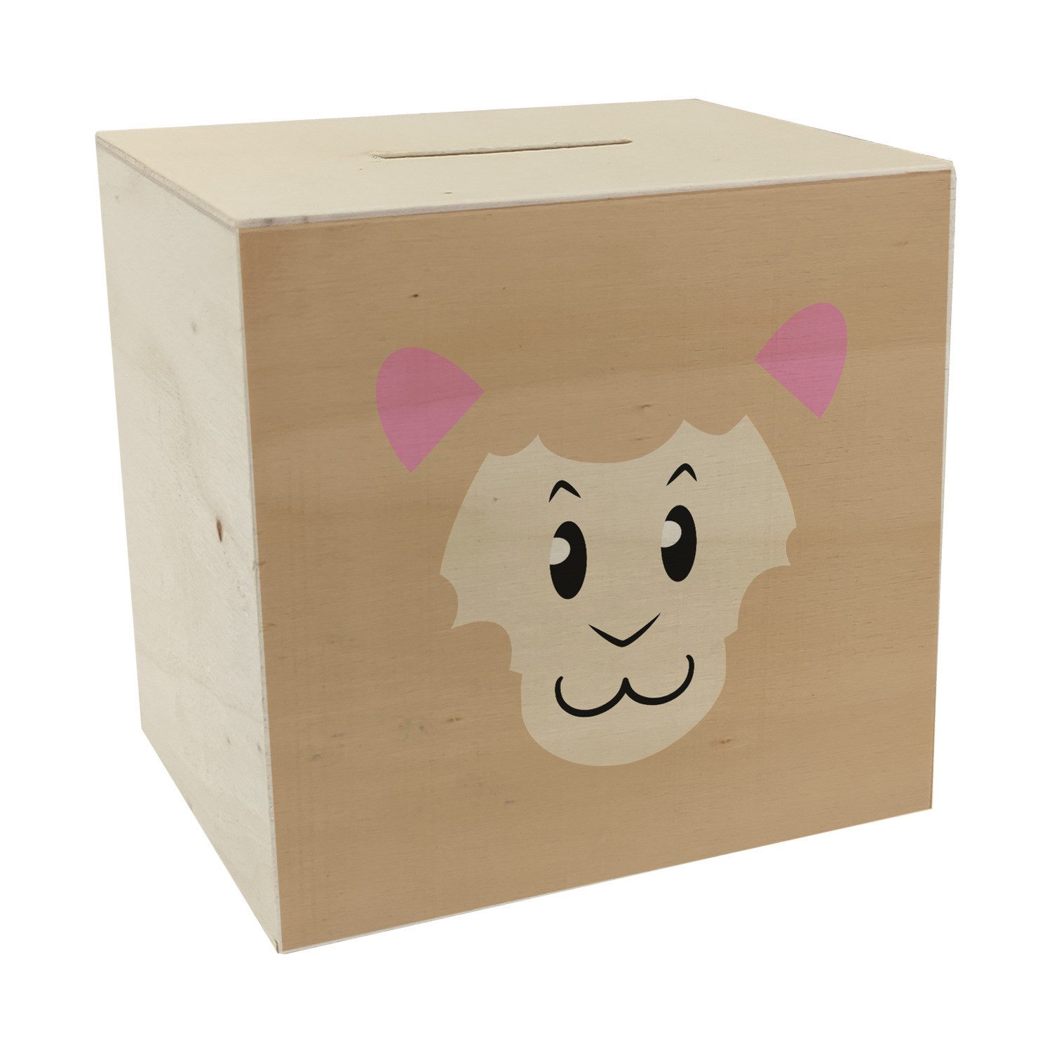 Spardose Spardose aus Holz mit niedlichem Lama-Gesicht - für kleine Kinder