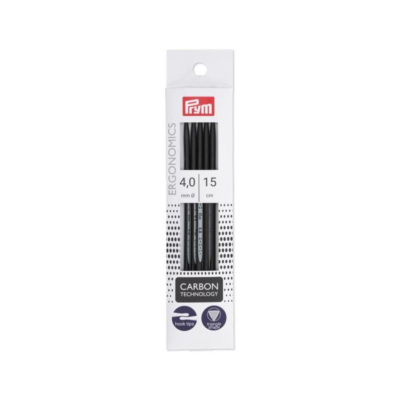 Prym Stricknadeln Strumpfstricknadel Ergonomics Carbon 4,00mm 15 cm schwarz-weiß 5 St