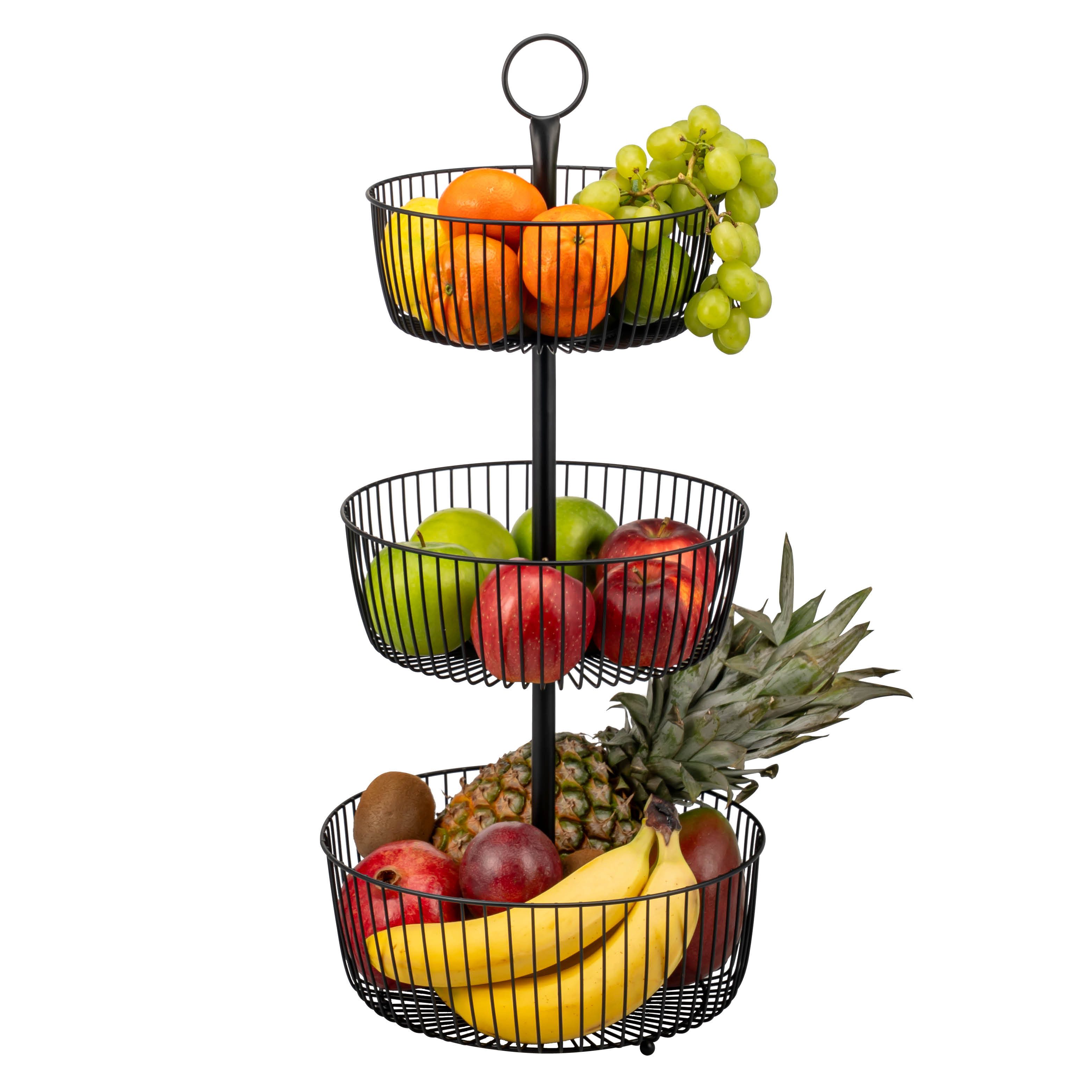 eluno Obstschale 3-stöckig, rund aus schwarzem Metall