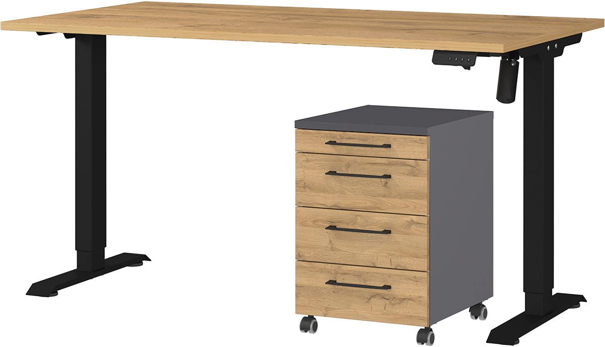 GERMANIA Büromöbel-Set Profi 3.0, Büromöbel-Set bestehend aus Schreibtisch und Rollcontainer