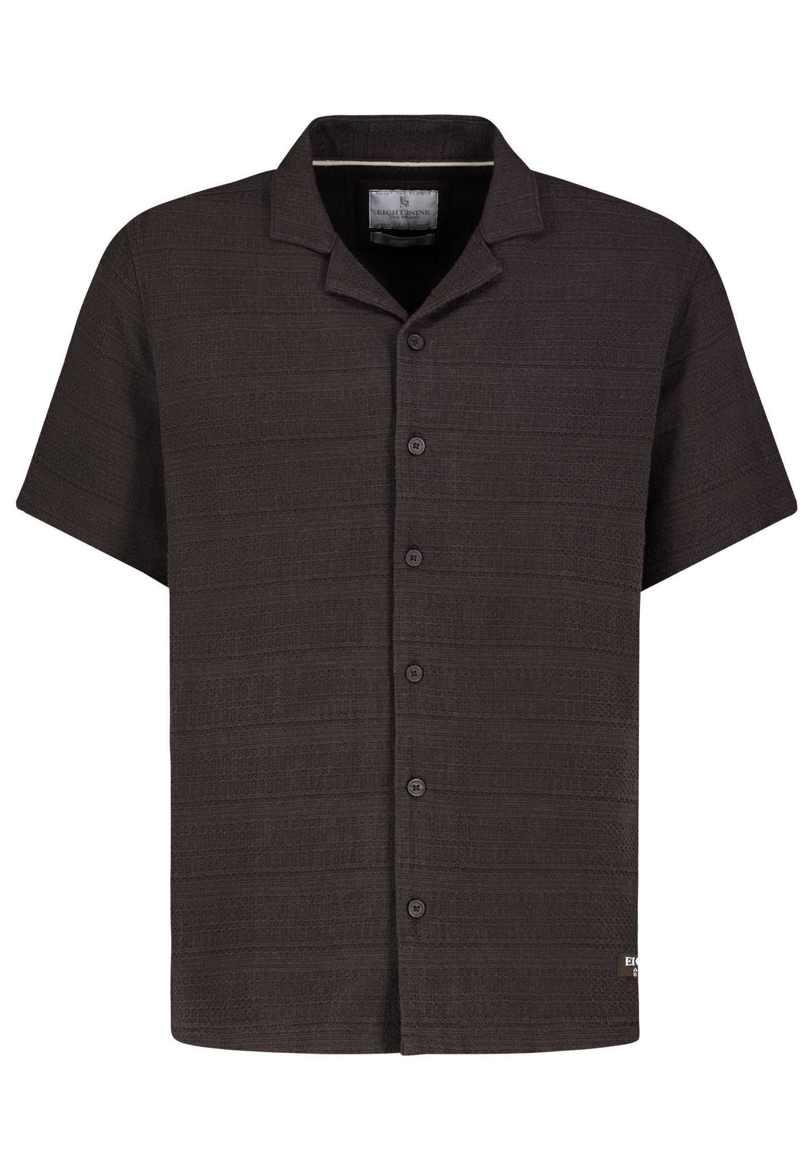 Eight2Nine Kurzarmhemd Kurzarm Regular Fit V-Ausschnitt Knopfverschluss Einfarbig (1-tlg) H73803AG11344_S/S Shirts