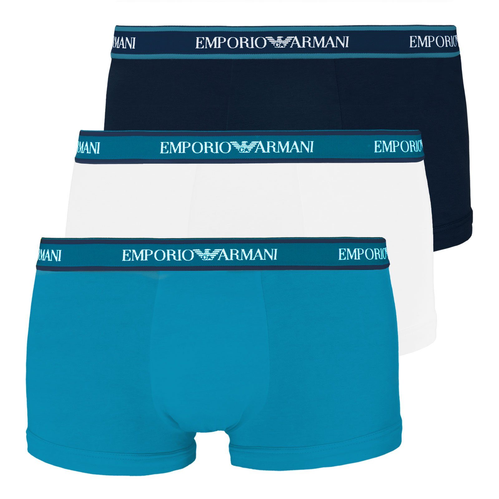 Wäsche/Bademode Boxershorts Emporio Armani Trunk Boxershorts Stretch Cotton (3 Stück) mit doppelt verarbeitetem Frontbereich