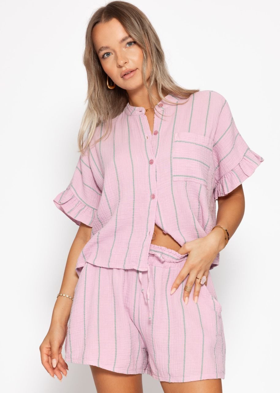 SASSYCLASSY Langarmbluse Gestreifte Musselin Bluse mit günstig online kaufen