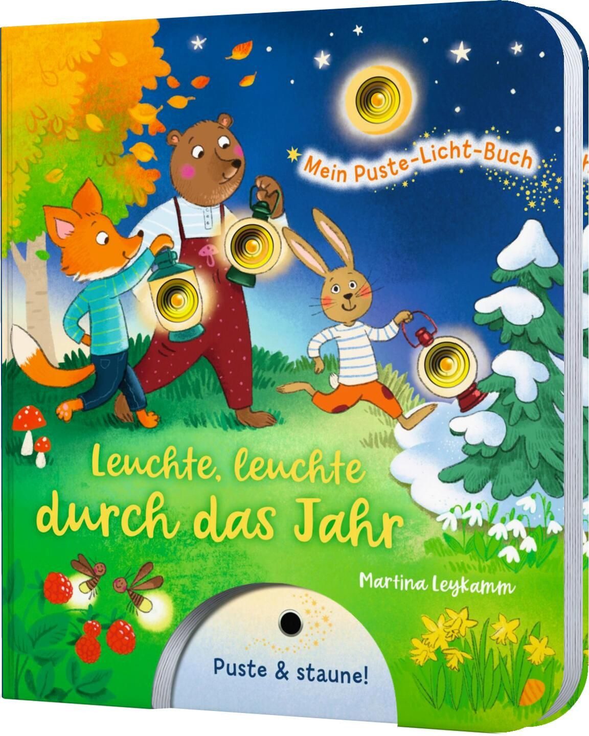 Mein Puste-Licht-Buch: Leuchte, leuchte durch das Jahr / Sylvia Tress, Jahreszeiten-Pappebuch mit Puste-Licht und LED-Lämpchen