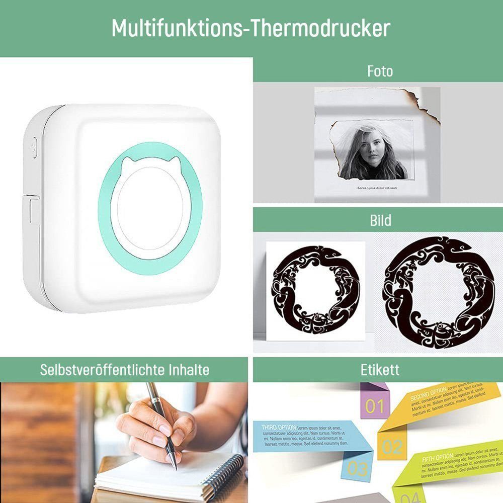 Drucker, Drucker- Smartphone Pocket Kopierpapier Fotodrucker Thermofotodrucker, und Taschendrucker, für ZAXSD Thermodrucker, Mini