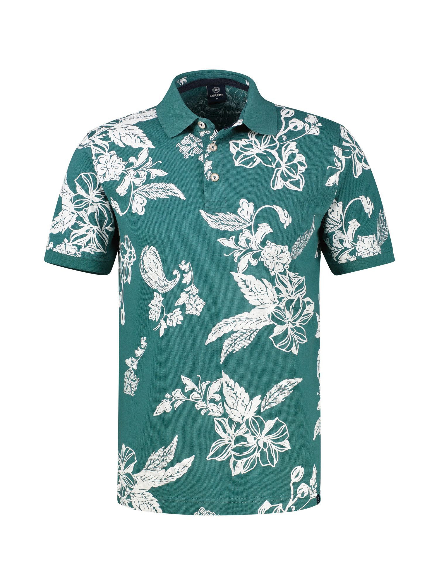 LERROS Poloshirt Poloshirt mit floralem All-over-Print, grosse Größen