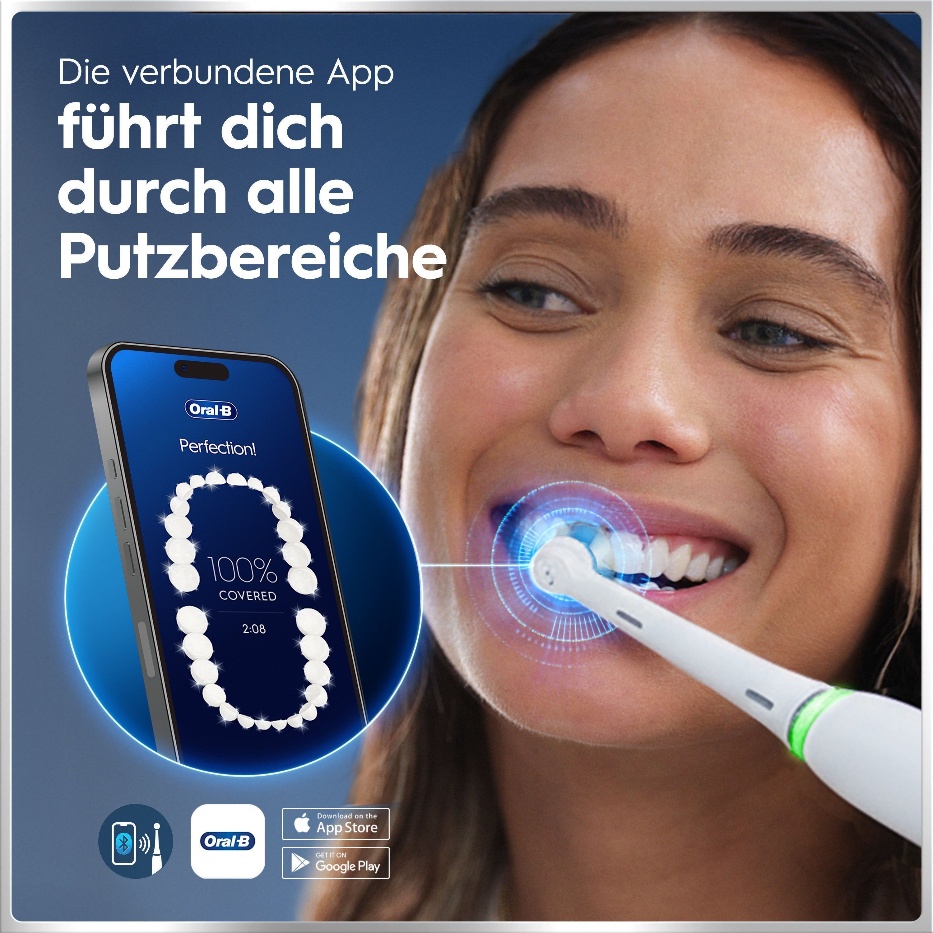 Oral-B Elektrische Zahnbürste iO 6, Aufsteckbürsten: 2 St., mit Magnet-Technologie, Display, 5 Putzmodi, Reiseetui – Bild 3 von 5