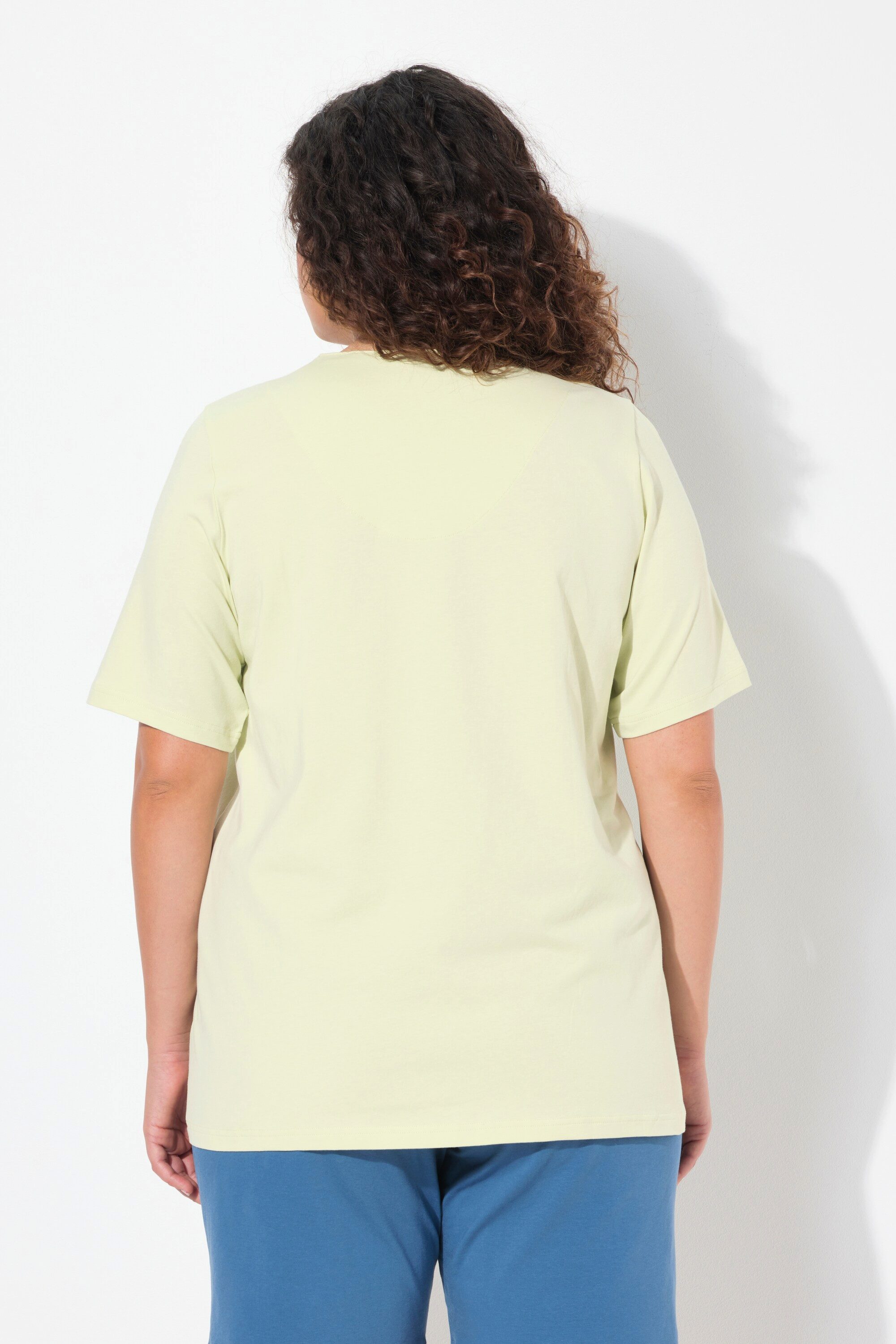 Ulla Popken T-Shirt T-Shirt A-Linie Tunika-Ausschnitt Halbarm