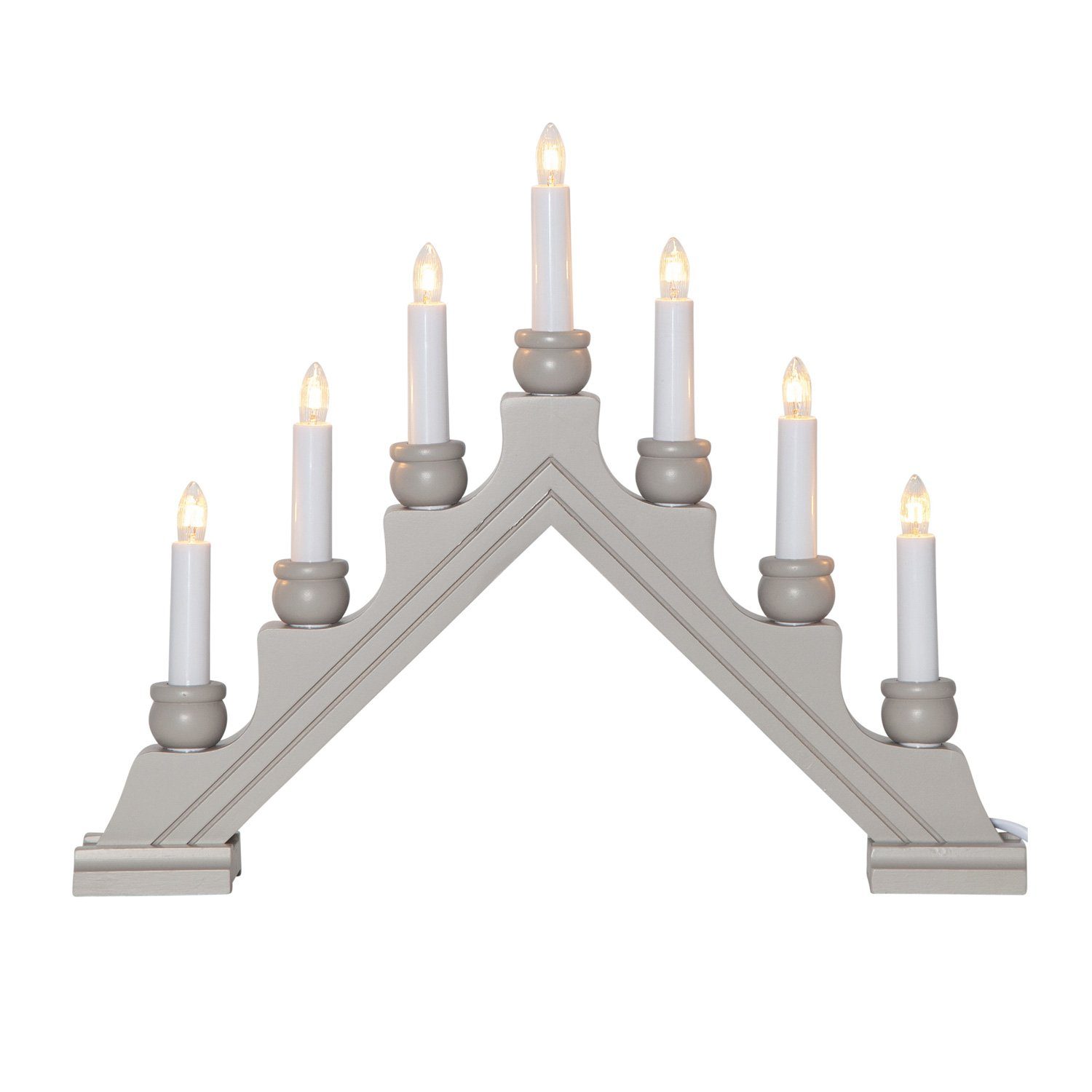 STAR TRADING Fensterleuchter Lichterbogen Schwibbogen Weihnachtsleuchter 7-flammig Schalter grau, Glühlampe, warmweiß (2100K bis 3000K)