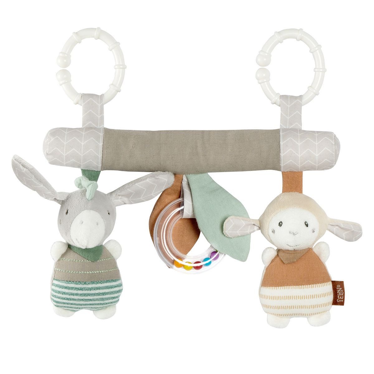 Fehn Greifspielzeug Esel & Schaf Activity-Trapez, zum Aufhängen - Stoff-Ler günstig online kaufen