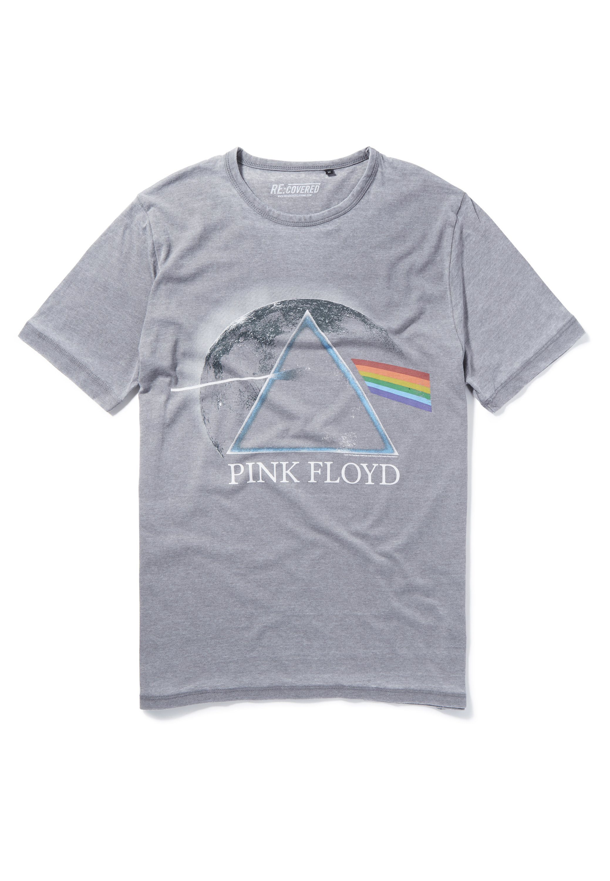Recovered T-Shirt Pink Floyd Dark Side of the Moon Light Grey GOTS zertifizierte Bio-Baumwolle
