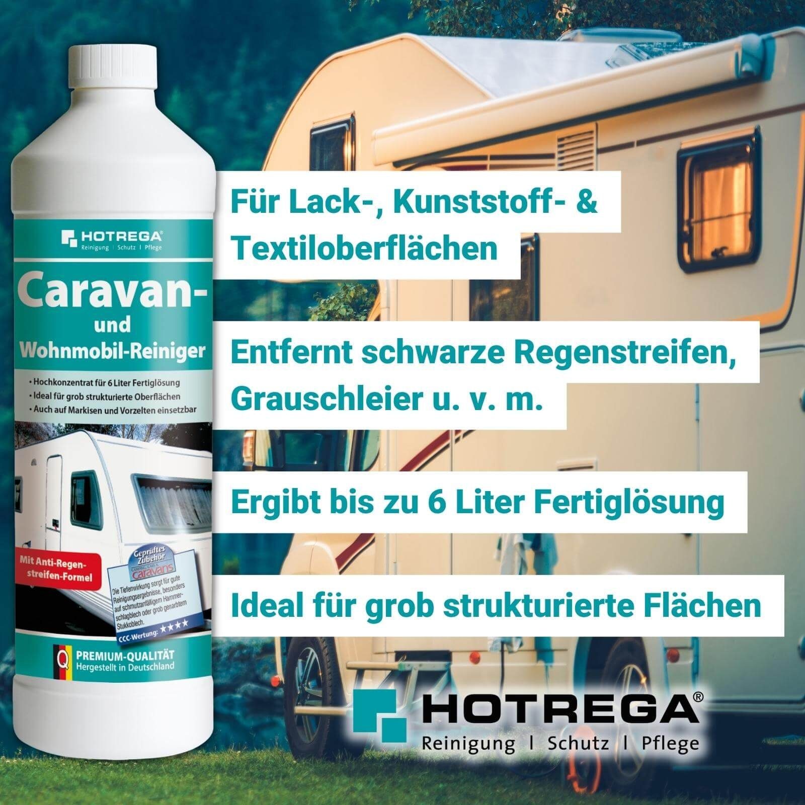 Caravan Wohnmobil 1L Reiniger Microfasertuch HOTREGA® Konzentrat & Reinigungskonzentrat inkl.