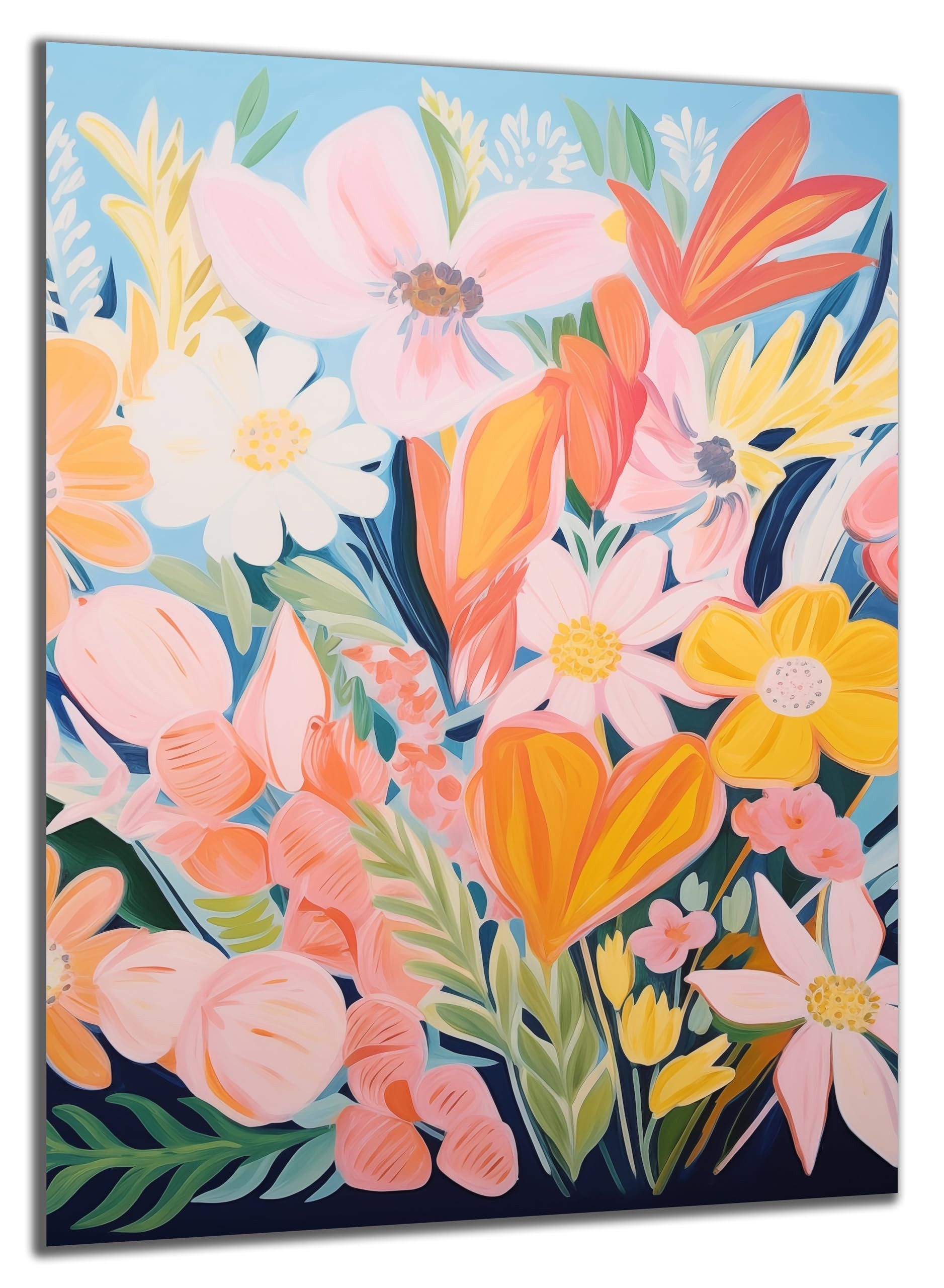 DARO Design Wandbild Modern Abstrakt Leinwandbild Wandbilder Wand Deko Bilder, (Abstrakt Watercolor Blumen - Bild klein Wohnzimmer Schlafzimmer Esszimmer Büro Flur Einteilig Hochformat Fotodruck Modern Abstrakt Kunst), 30x20 cm