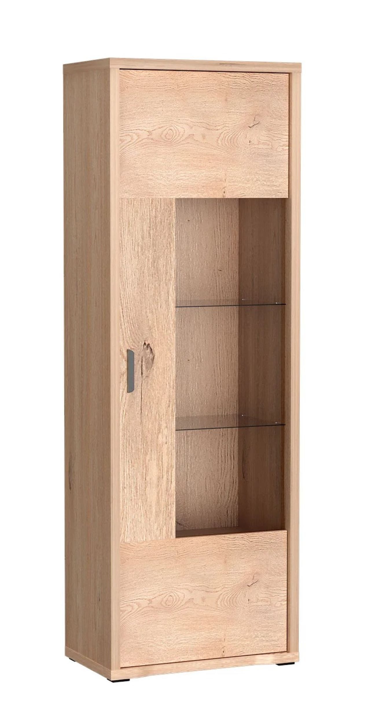 99rooms Vitrine Riesa (Standvitrine, Wohnmöbel) Stilvolles Design mit natürlicher Ausstrahlung, Soft-Close, mit LED