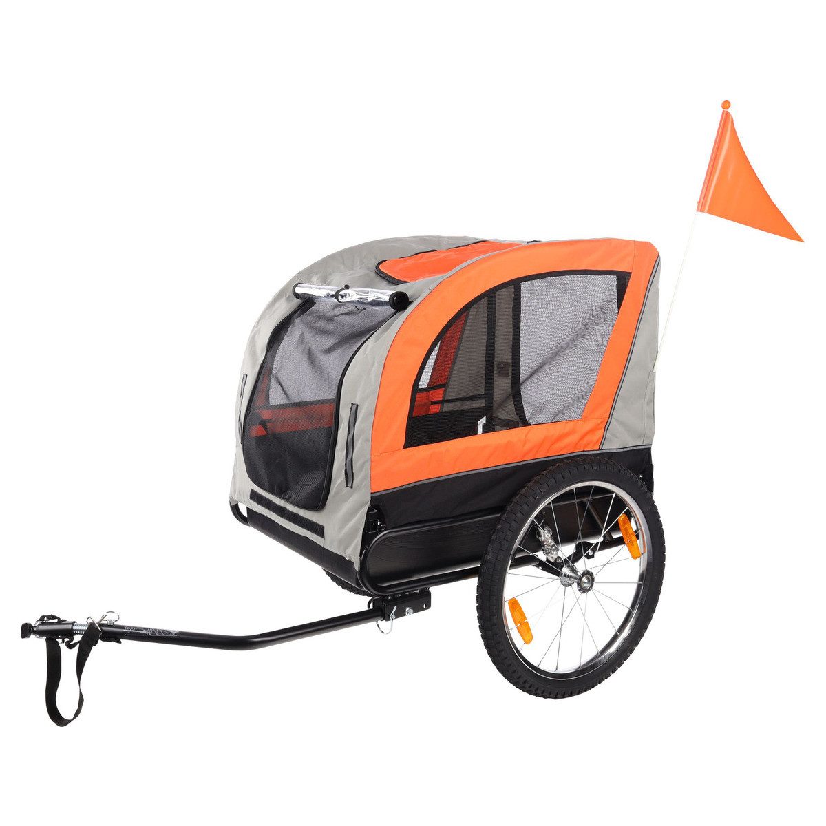 Tierfahrradkorb Fahrradanhänger Jolene grau & orange