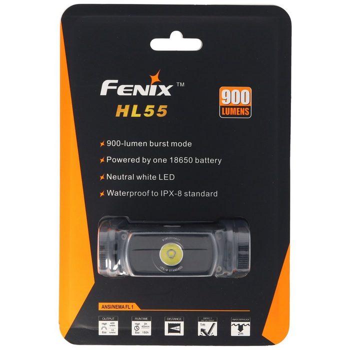 Fenix LED Taschenlampe Fenix HL55 LED Stirnlampe mit bis zu 900 Lumen Hel