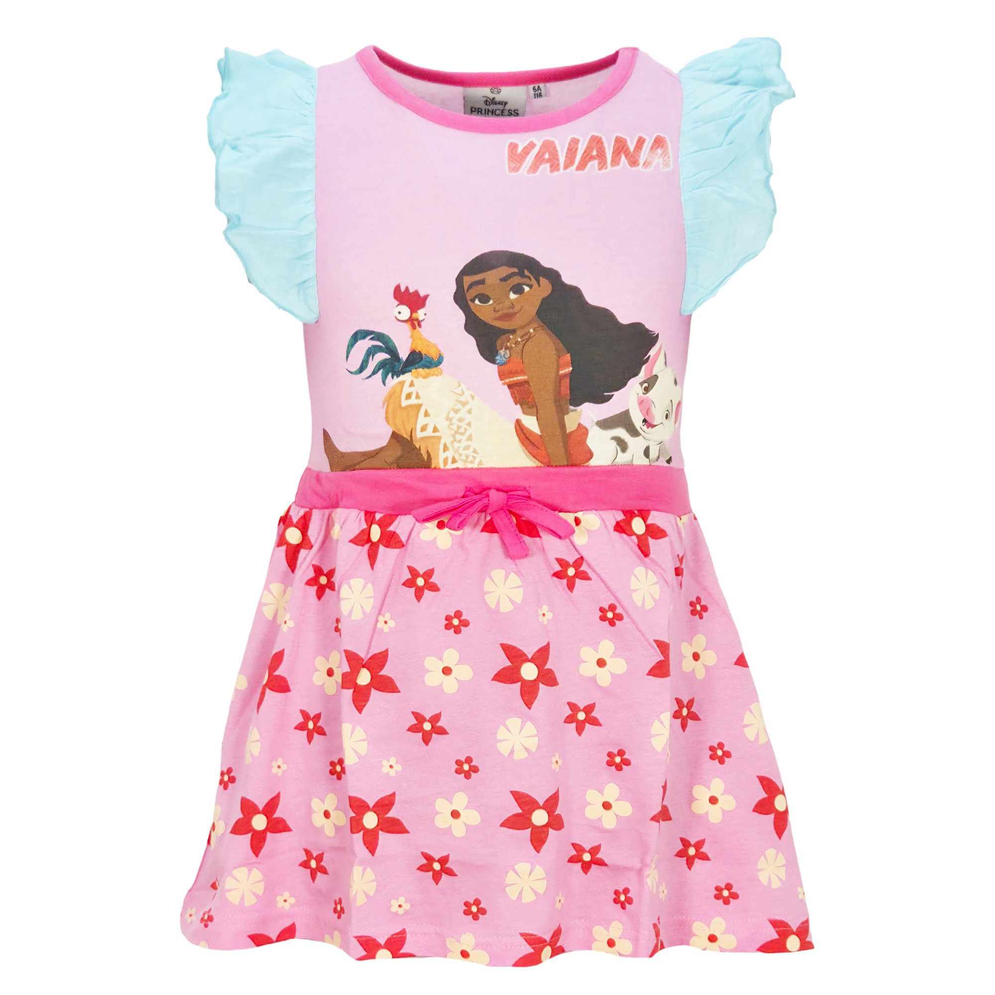 Disney Sommerkleid Disney Vaiana Moana Kinder Mädchen Sommerkleid Kleid 100% Baumwolle, Gr. 98 bis 128