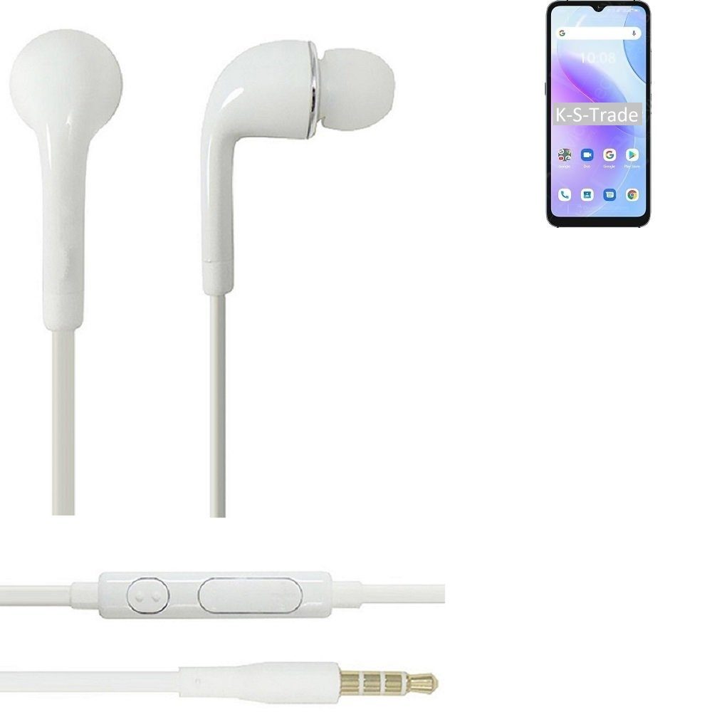 K-S-Trade für UMIDIGI A11s 3,5mm) Mikrofon u (Kopfhörer Headset mit In-Ear-Kopfhörer weiß Lautstärkeregler