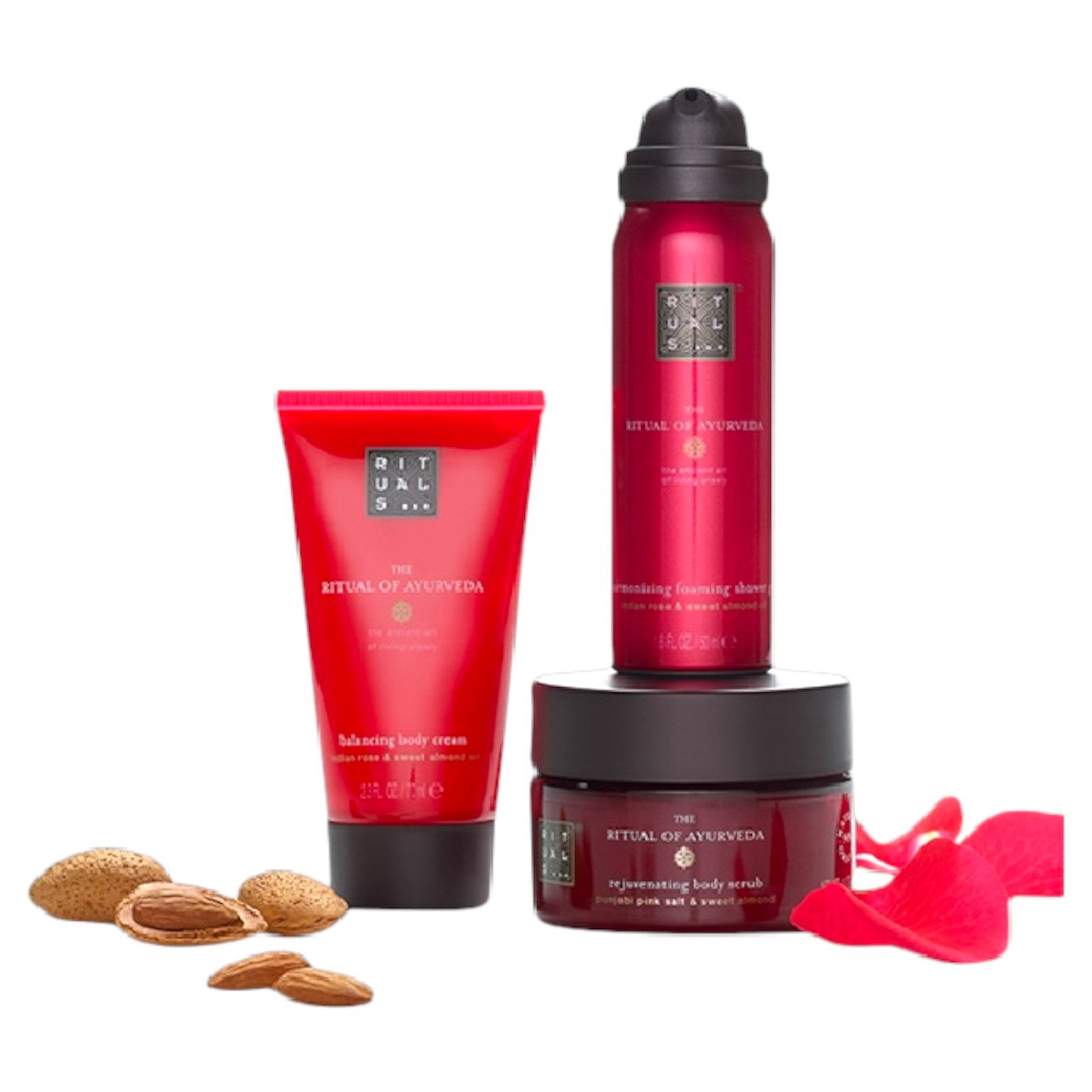 Rituals Pflege-Geschenkset The Ritual of Ayurveda 3-teiliges Beauty-Set, Wohltuender Duft aus indischer Rose und süßem Mandelöl