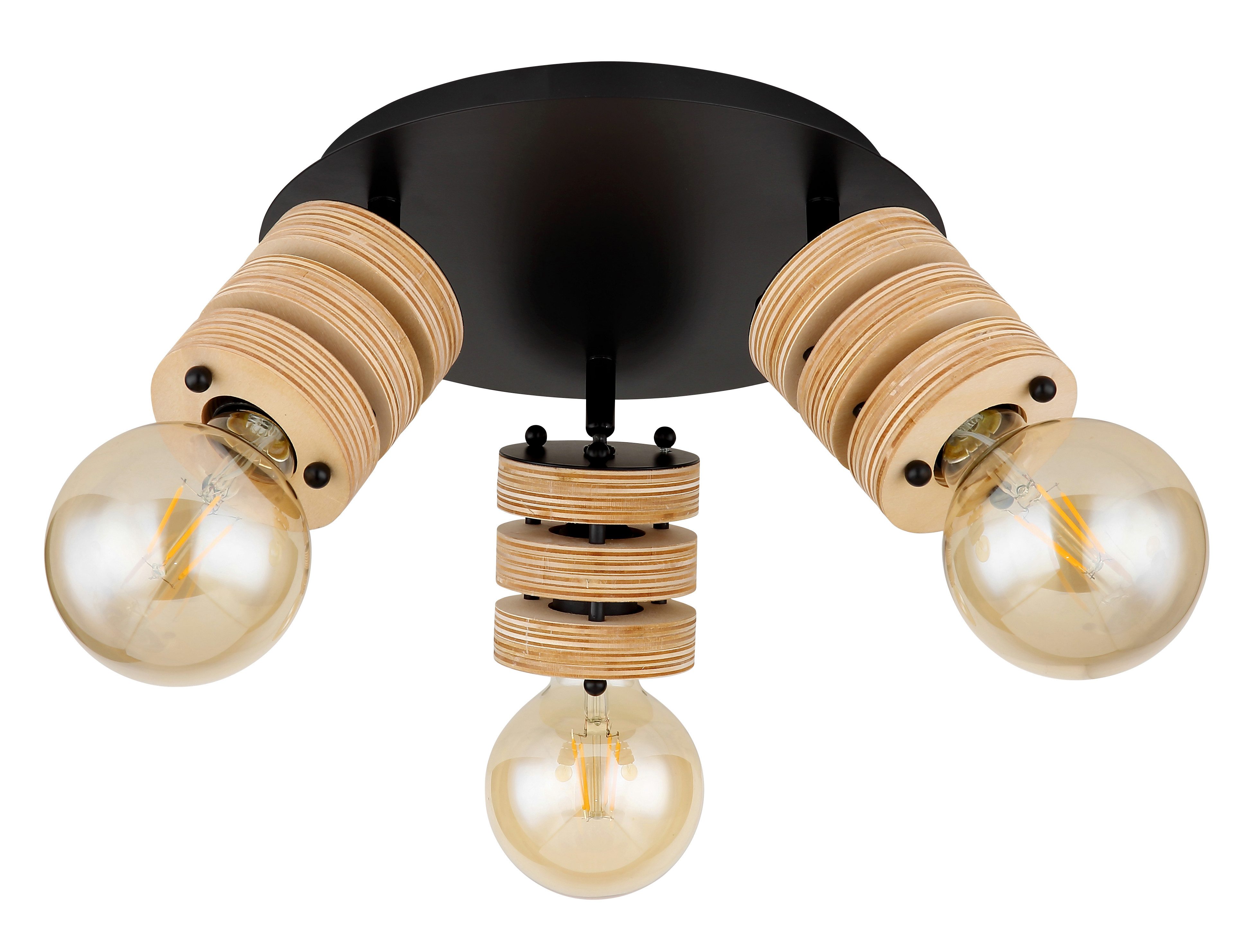 GLOBO LIGHTING Deckenspot ANGELINE, Leuchtmittel wechselbar, Strahler schwarz matt, MDF braun, für Innenräume