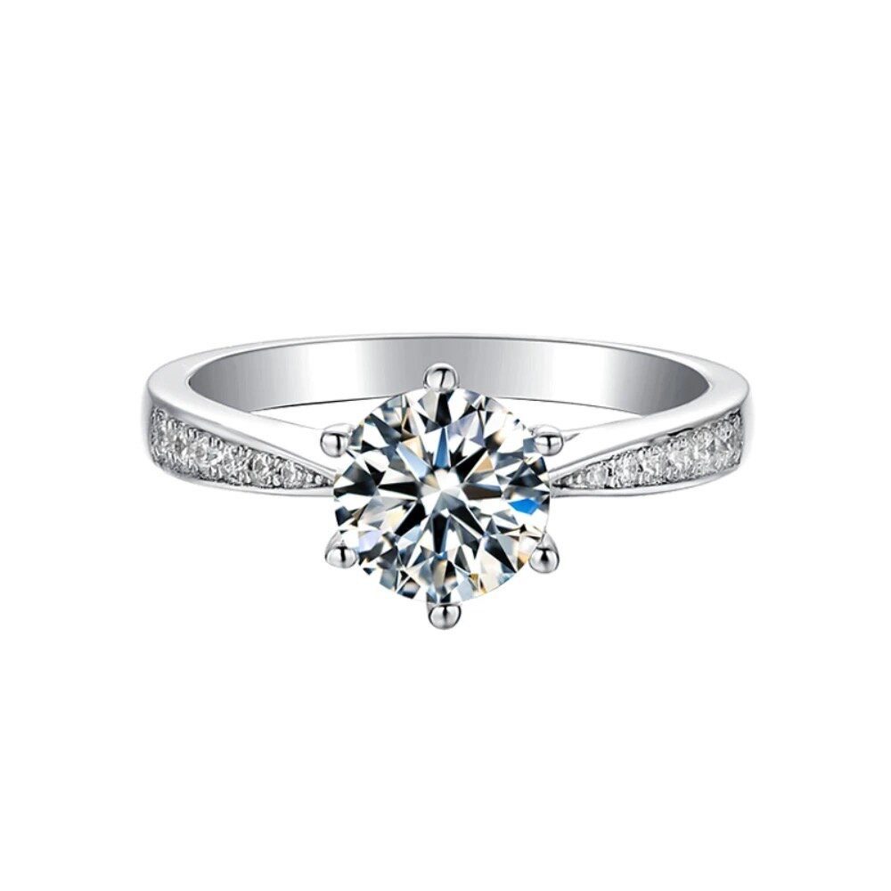 ROUGEMONT Diamantring Funkelnder Damen Solitär Moissanit Damenring mit 1,0 ct +Zertifikat, Echtschmuck