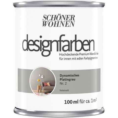 SCHÖNER WOHNEN FARBE Wand- und Deckenfarbe designfarben, hochdeckende Premium-Wandfarbe, Farbwelt grau