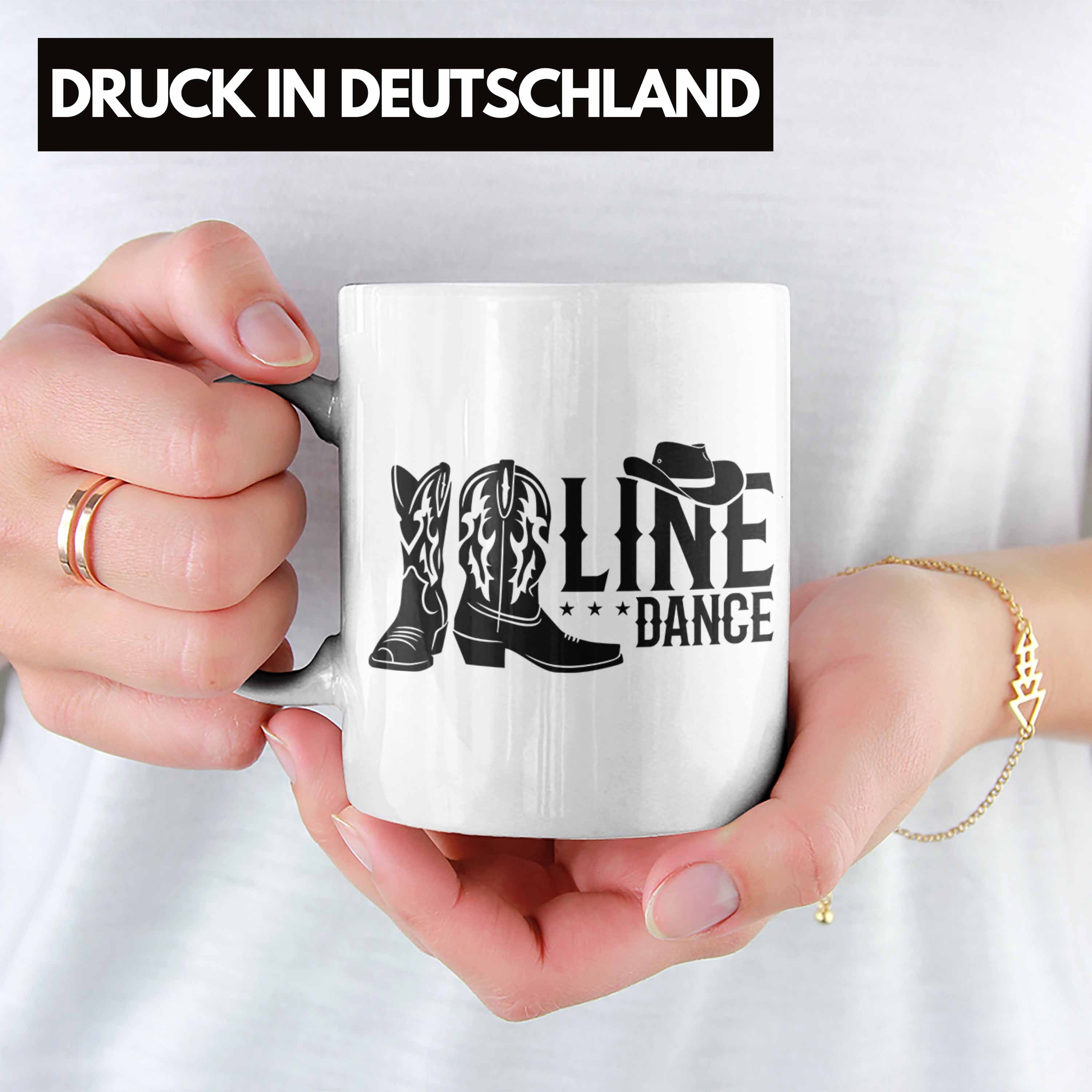 Trendation Tasse Line Dance Tasse Spruch Linedance Spruch Weiss Kafffeetasse Geschenk