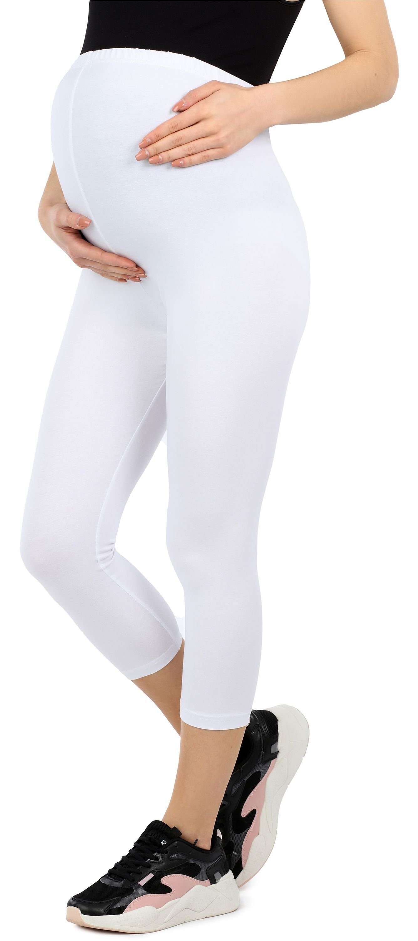 Be Mammy Umstandsleggings Damen 3/4 Umstandsleggings aus Bio-Baumwolle BE20-284 (1-tlg) elastischer Bund