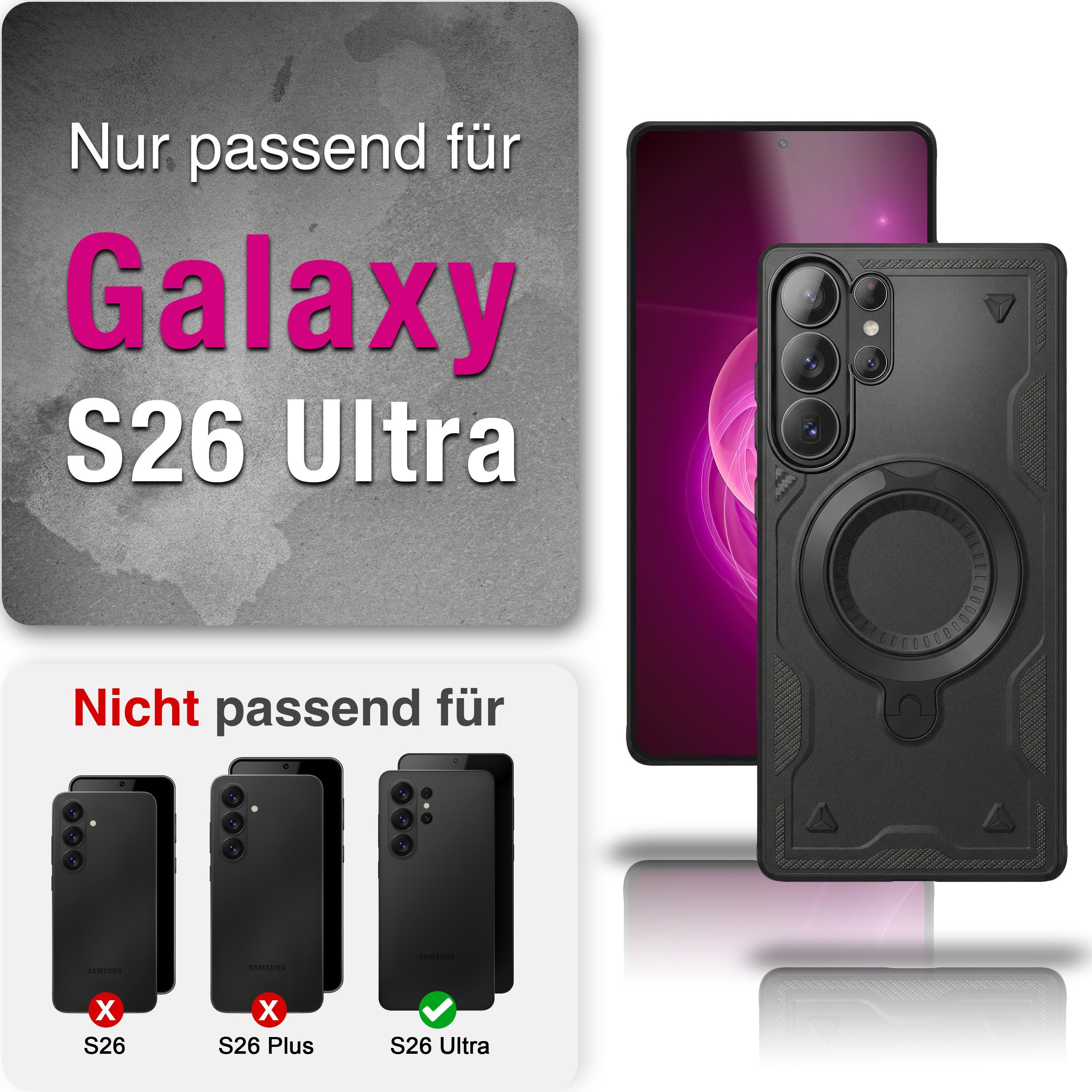 Nalia Smartphone-Hülle Samsung Galaxy S26 Ultra 17,5 cm (6,9 Zoll), STORMGUARD Case - MagSafe kompatibel, Militär-Fallschutz & 360° Ring – Bild 4 von 5