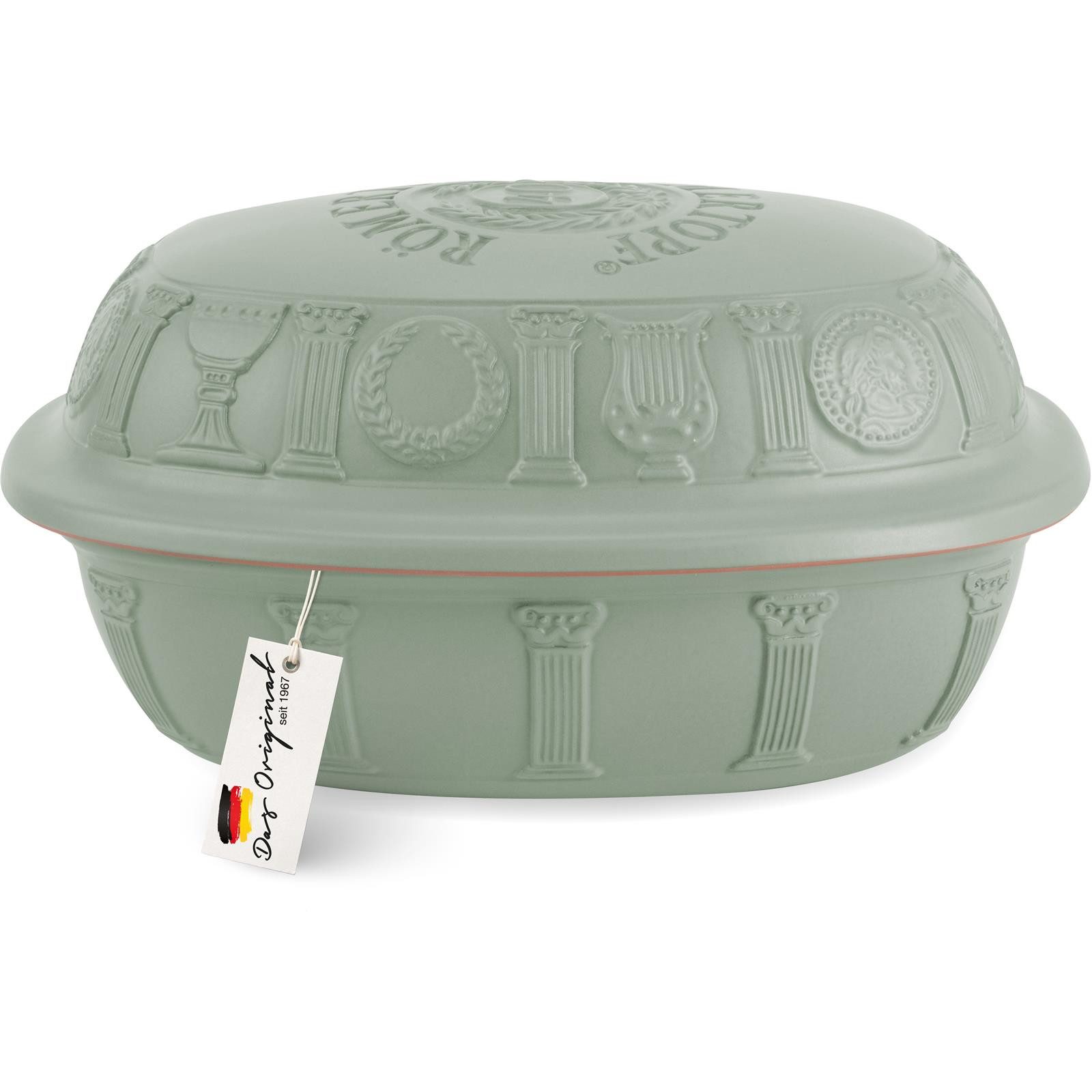 RÖMERTOPF Bräter 40 Jahre JUBILÄUM Bräter, 3,5 Liter, Keramik (Set, Grün), antihaft