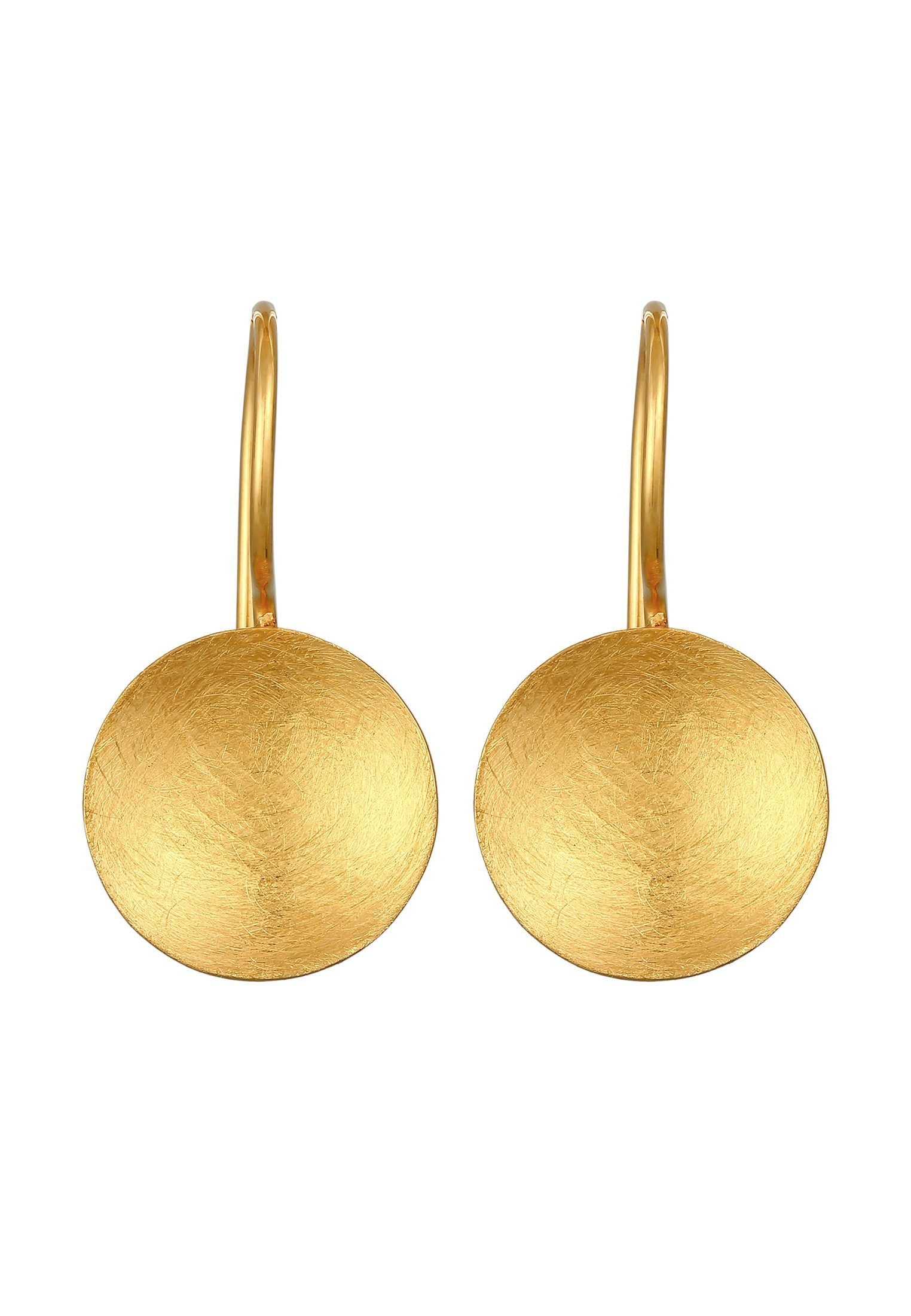 Rund Ohrhänger Gold Kreis Silber, 925er Plättchen Gebürstet Paar Nenalina Geo Hänger