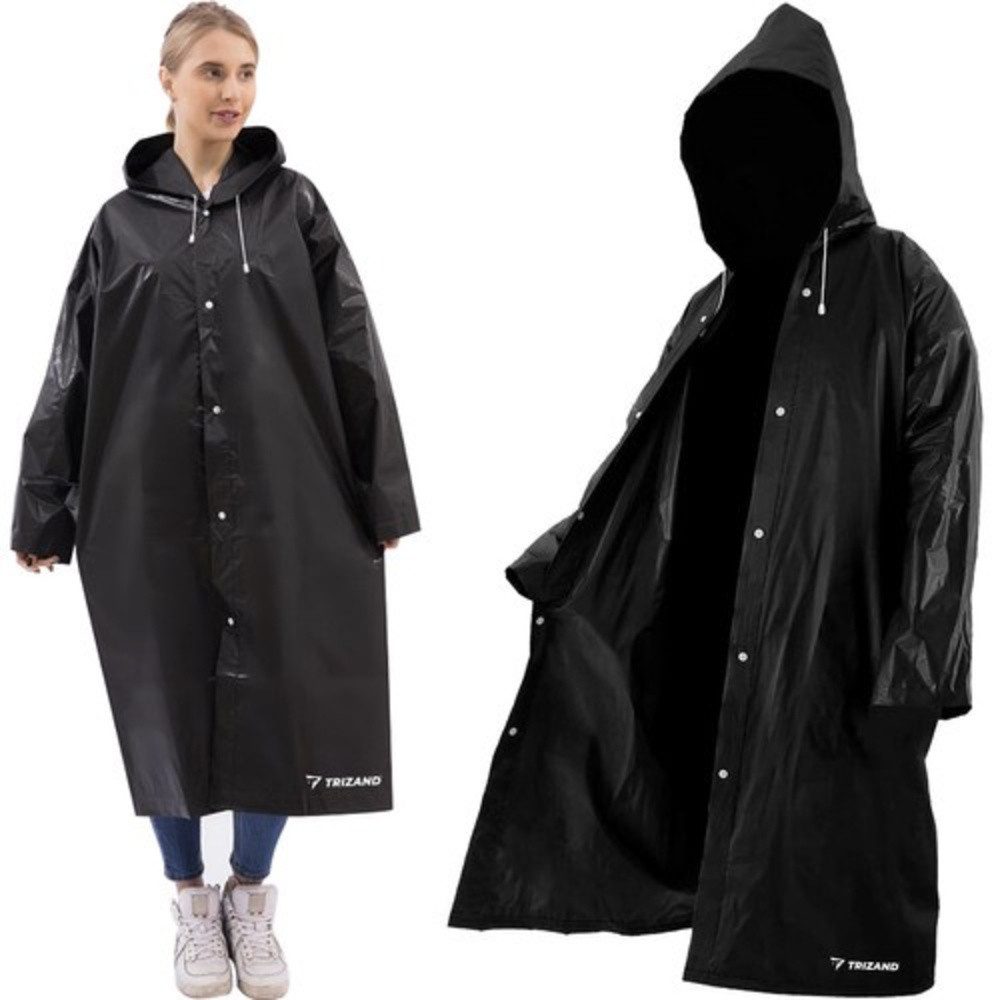 Trizand Regenmantel Regenponcho Mantel Überzieher (Spar-Set, 1-tlg., bequem, schützend) mit Kapuze und Reißverschluss