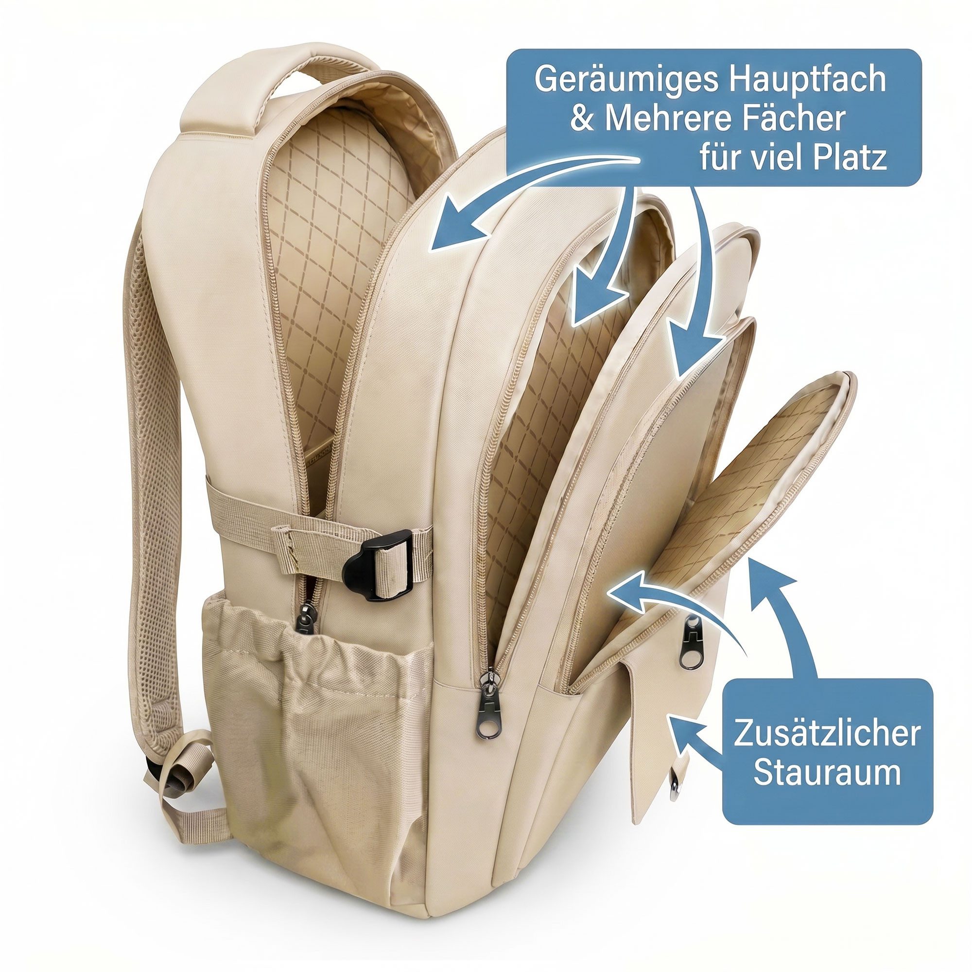 HELLSER Laptoprucksack Unisex Cityrucksack Laptop 15,6 Zoll – 25L Kompakt & Modern 43x28x18cm, für Schule, Uni, Alltag & als Handgepäck – versteckte Tasche hinten