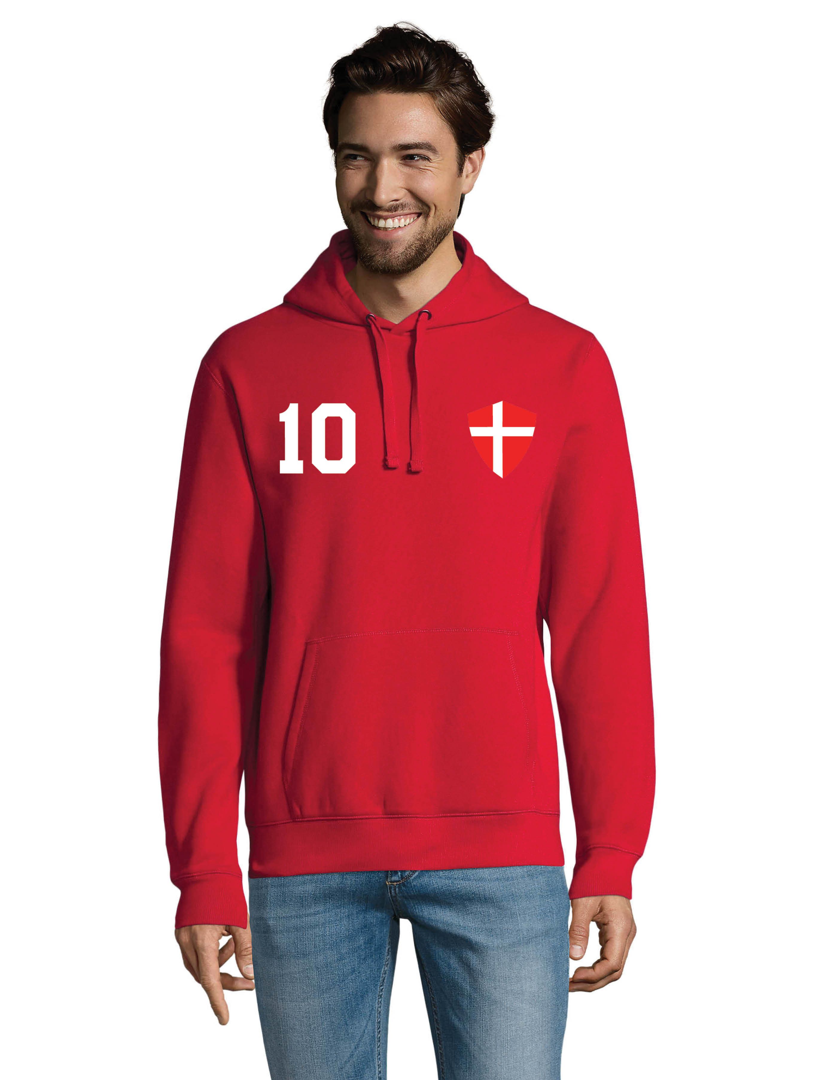 Youth Designz Hoodie Dänemark Herren Hoodie im Fußball Trikot Look mit modischem Fan Aufdruck