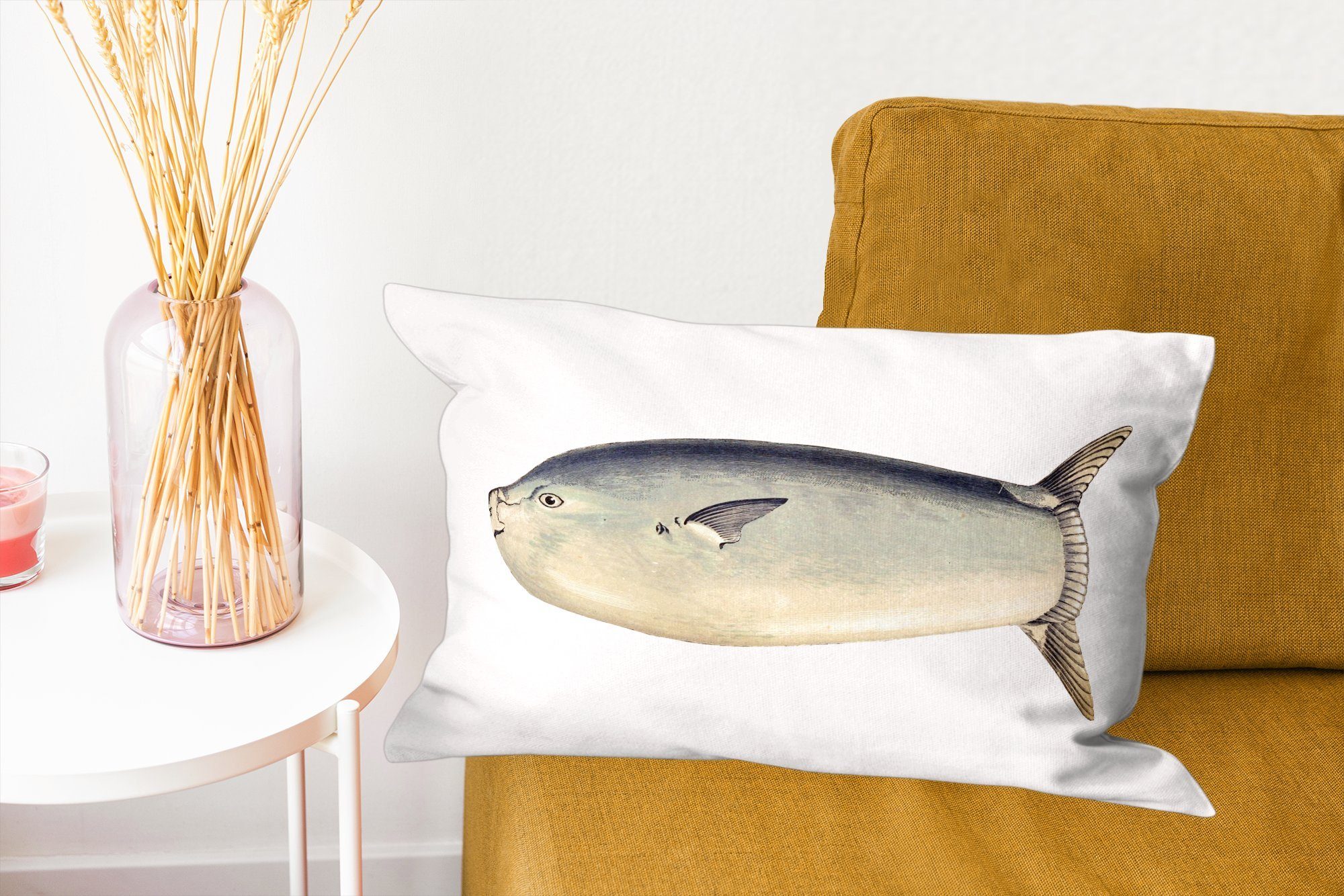 MuchoWow Dekokissen - Zierkissen, Dekoration, Füllung, mit Wohzimmer Fische Schlafzimmer - Dekokissen Realismus Mondfisch