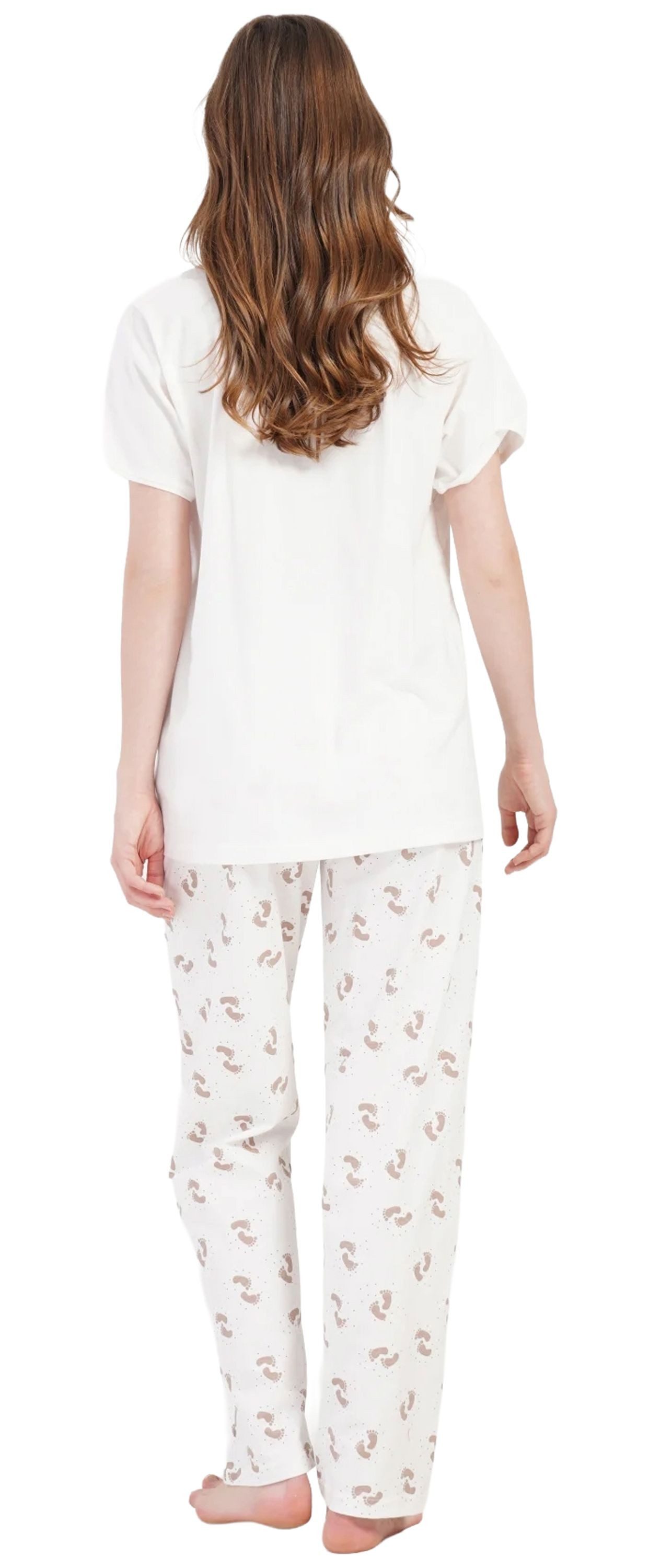 Vienetta Schlafanzug Joyful Journey (Set, 2 tlg., 2-teilig) Damen Pyjama 2-teilig Kurzarm Stillfunktion Knöpfe Baumwolle
