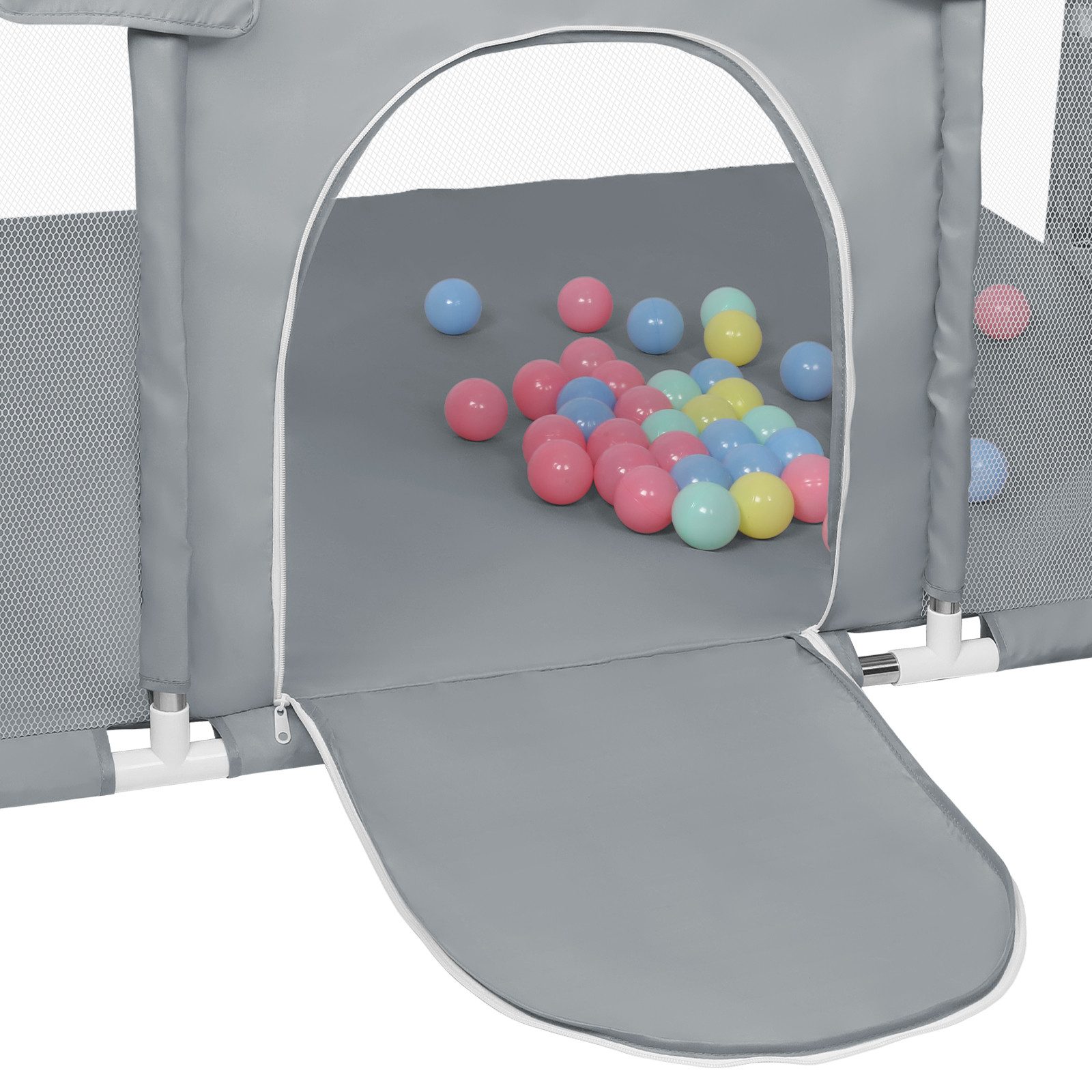 JEOBEST Laufstall Baby Laufgitter - Große Sicherheitsspielplatz, 180x120x66cm - mit Basketball-Netz 50 Ozeanbälle und 4 bunten Ringen – Bild 5 von 5