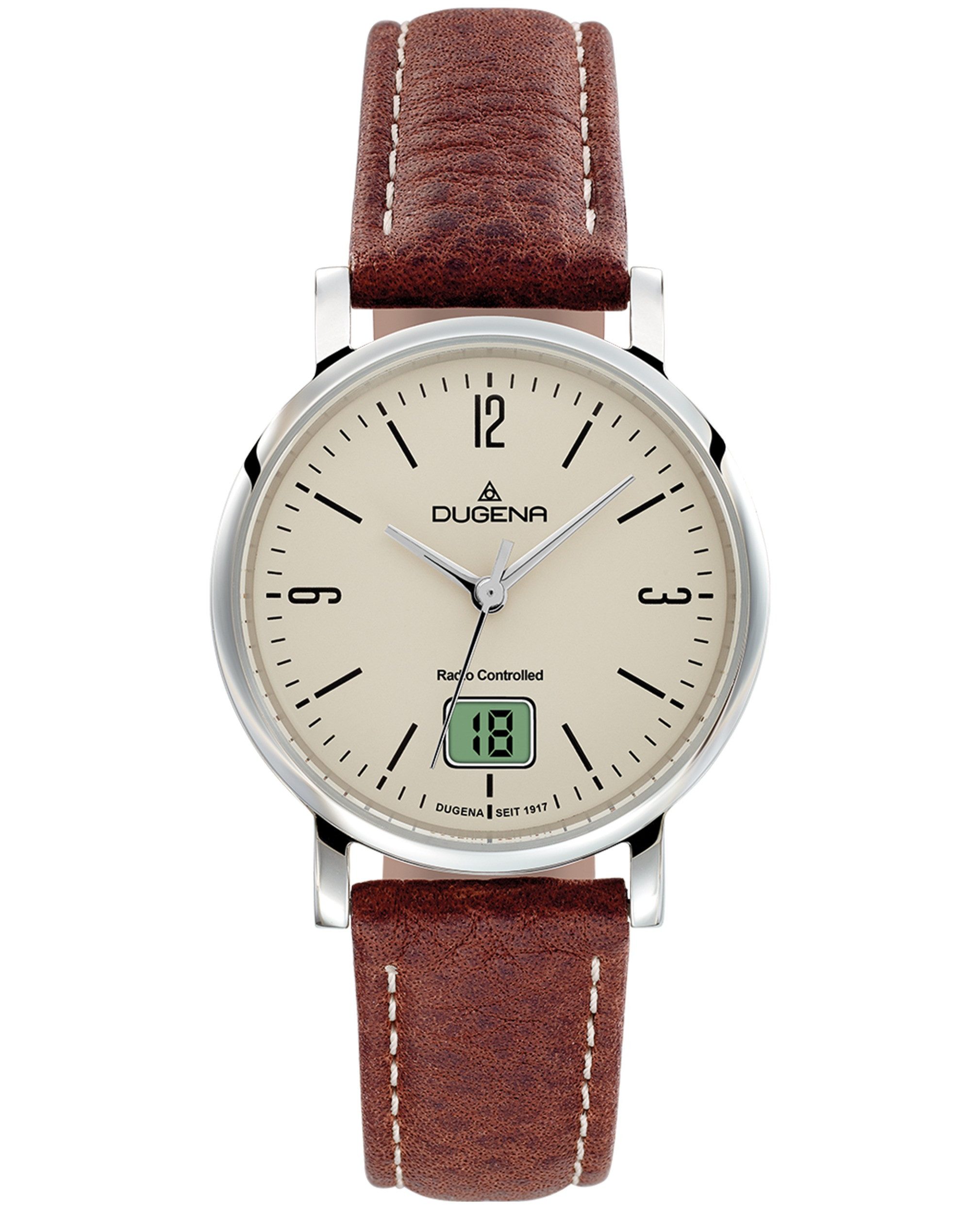 Dugena Funkuhr Dugena Damen-Uhr Mondo Funk Quarz Leder-Armband Braun 4460849