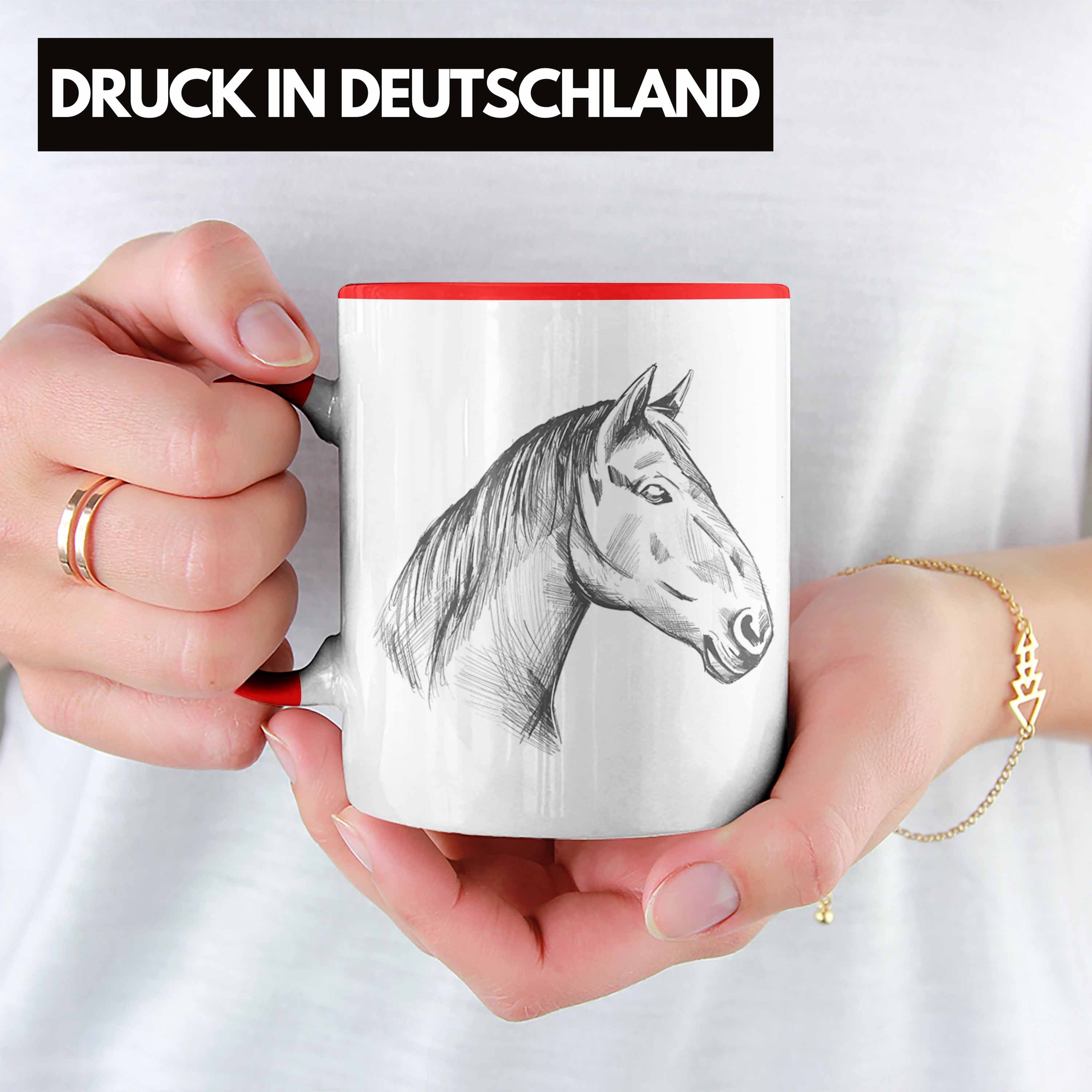 Tasse Mädchen Pferdeliebhaber Pferde Reiterin Tasse Geschenke Pferde Trendation Geschenk Lustig Rot