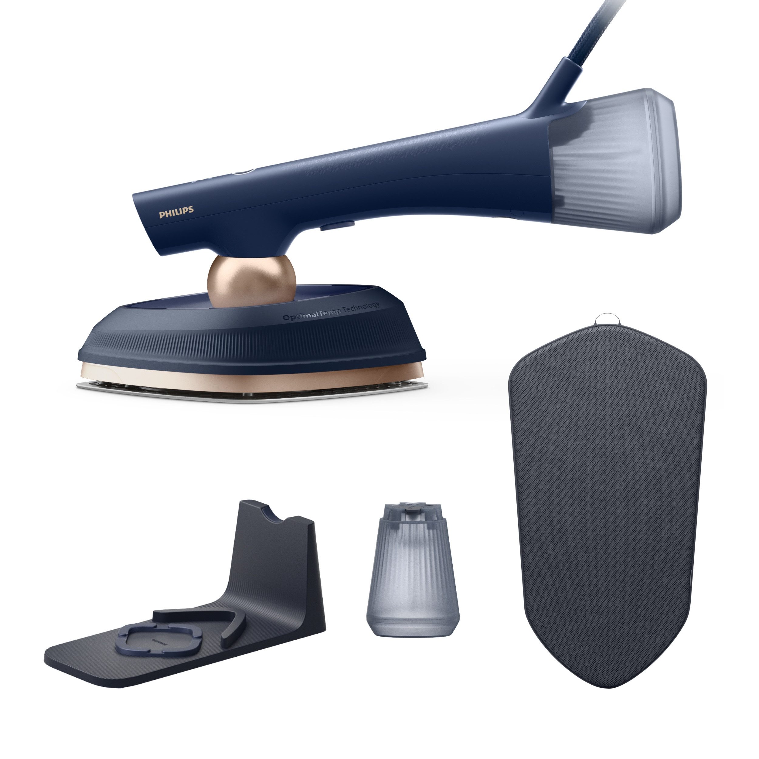 Philips Dampfbügeleisen GC215/20 OneTurn 2-in-1 Bügeleisen & Steamer, SoftBoard & Dock inkl., 1800 W, SteamGlide Plus, 200ml+300ml Wasserbehälter u. 90 g Dampfstoß