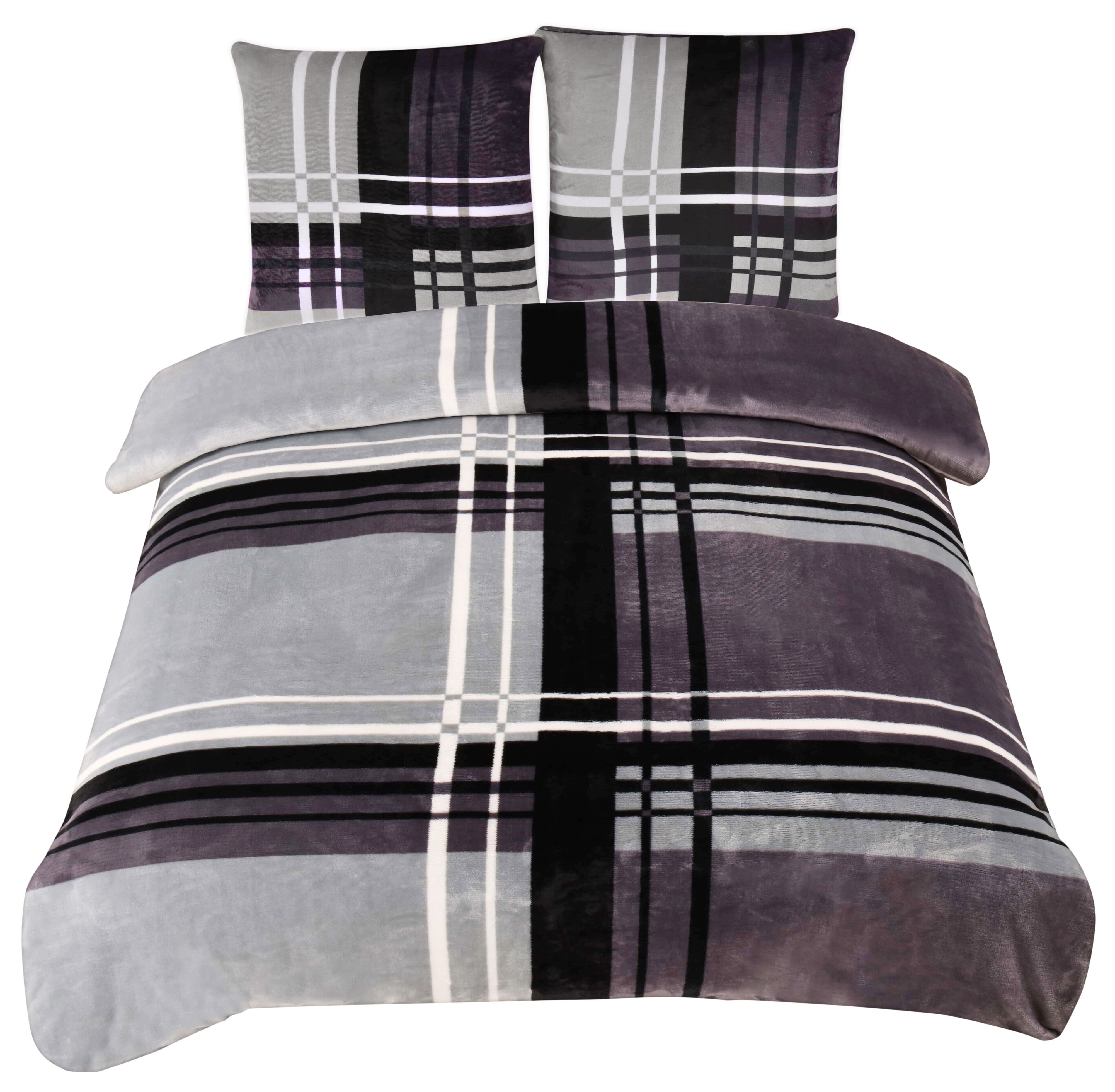 One Home Bettwäsche Winter Cashmere Touch Adzo, Fleece, 3 teilig, gestreift günstig online kaufen