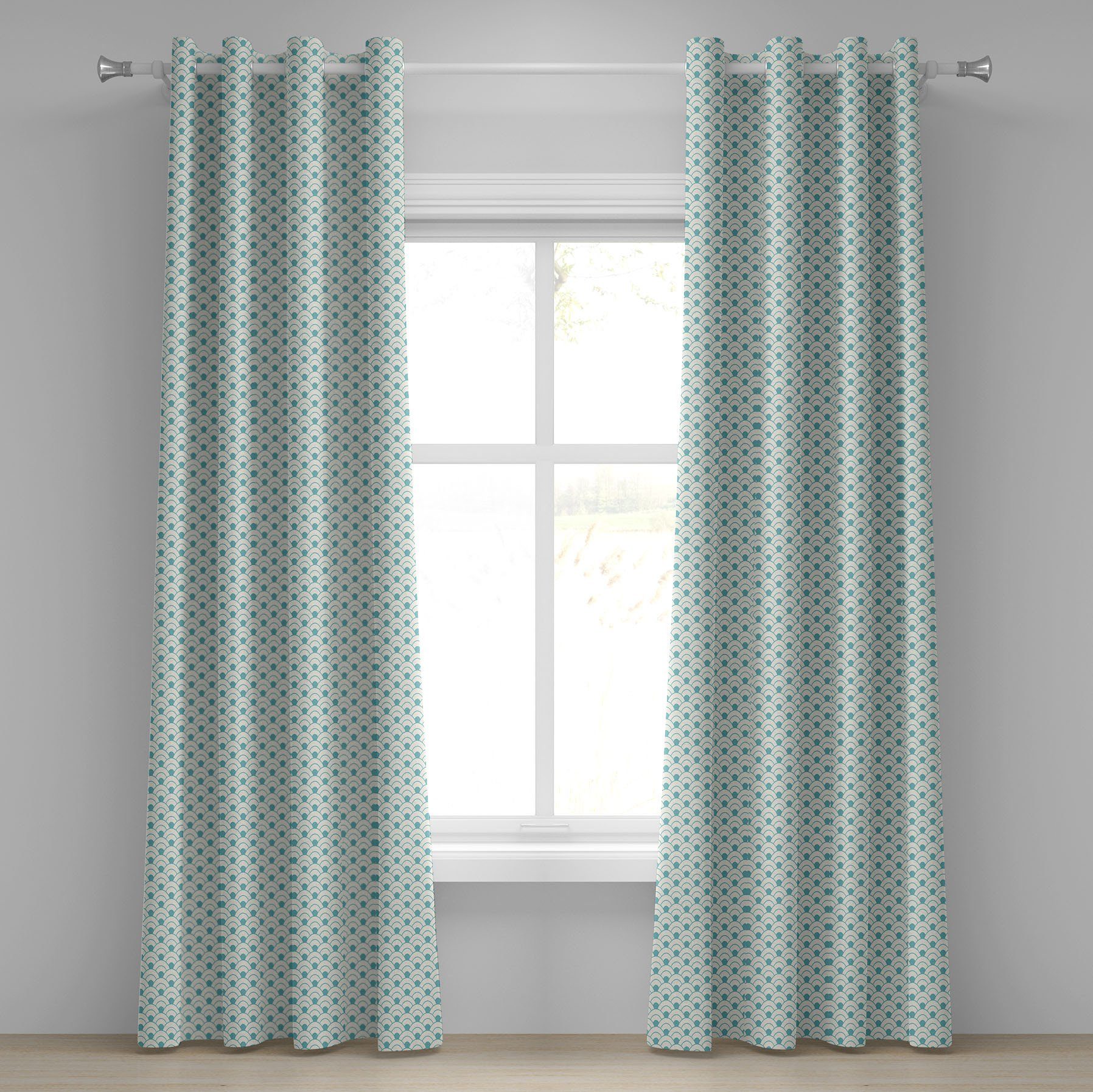 Gardine Dekorative 2-Panel-Fenstervorhänge für Schlafzimmer Wohnzimmer, Abakuhaus, Ozean Bold Circles Meer inspiriert