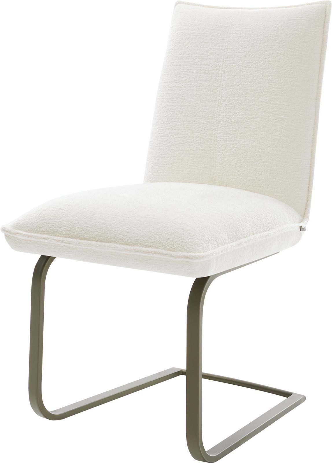 DELIFE Polsterstuhl Lelio-Flex, Freischwinger flach Effektfinish Titan Bouclé Soft Beige Taschenfederk